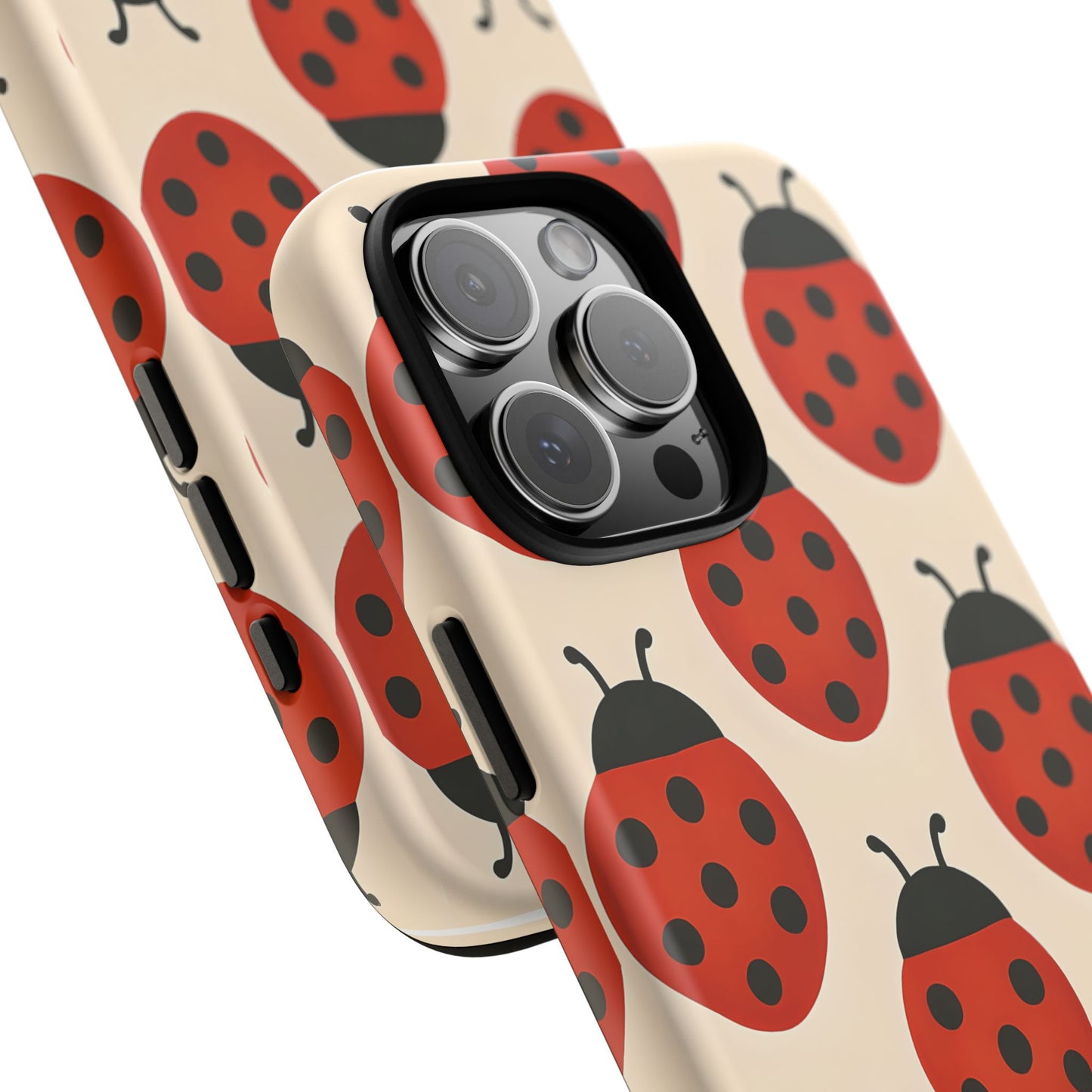Cute Ladybug Tough Phone Case - Red and Black Insect Pattern, Nature-Inspired Design, Compatible with iPhone, Galaxy, and Google Phones