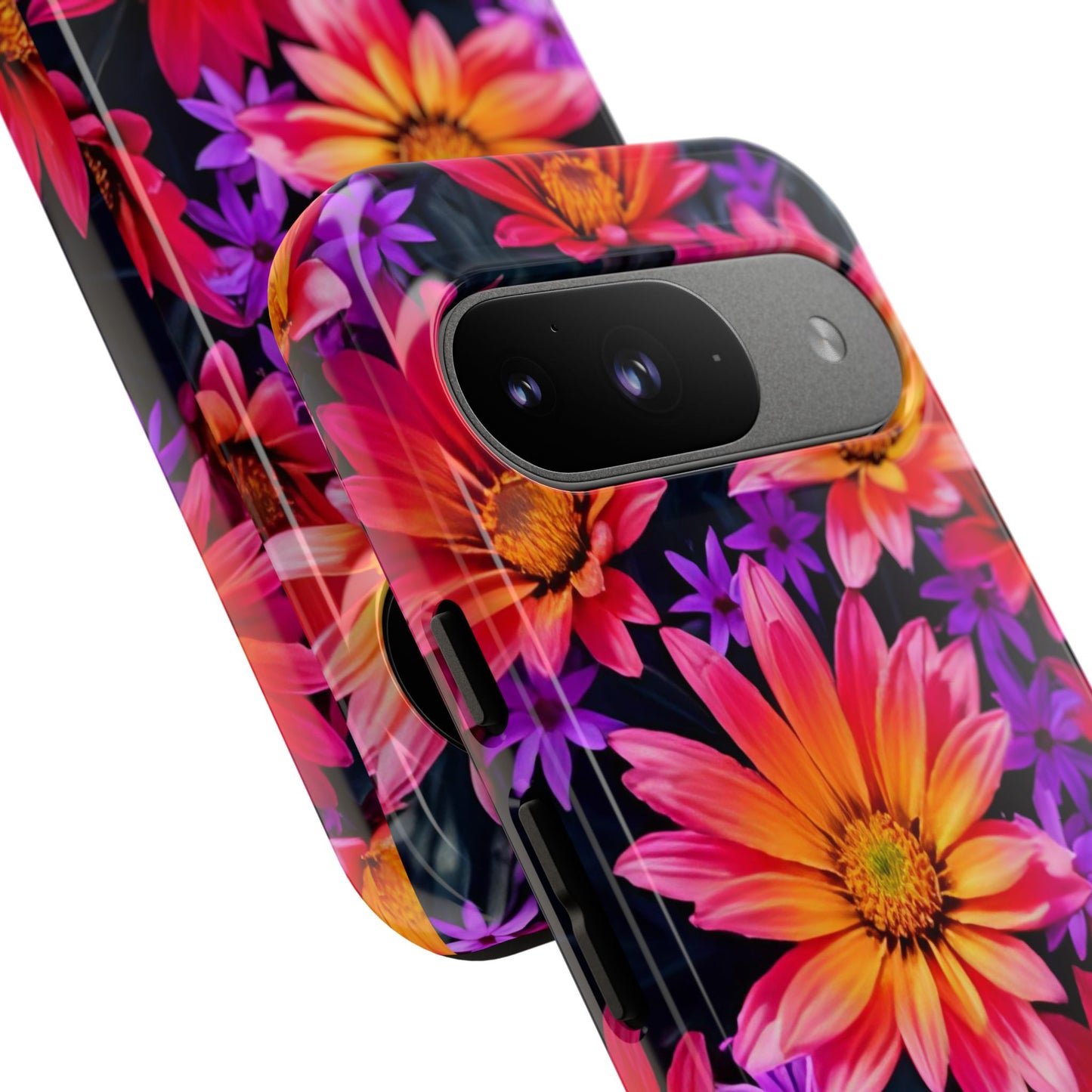 Bold Garden Flower Tough Phone Case - Colorful Floral Print, Bright Botanical Aesthetic, Compatible with iPhone, Galaxy, and Google Phones