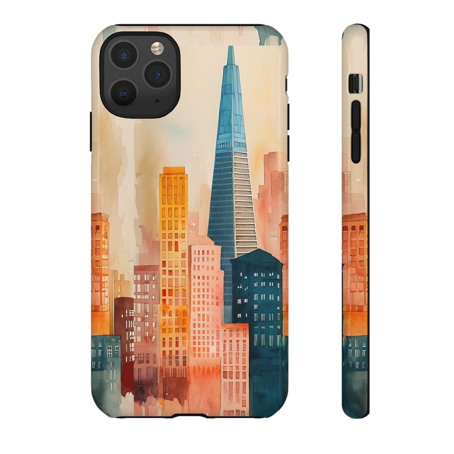 San Francisco Cityscape Tough Phone Case - Tropical Skyline Aesthetic, Sunset Beach Urban Art, Compatible with iPhone, Galaxy, and Google