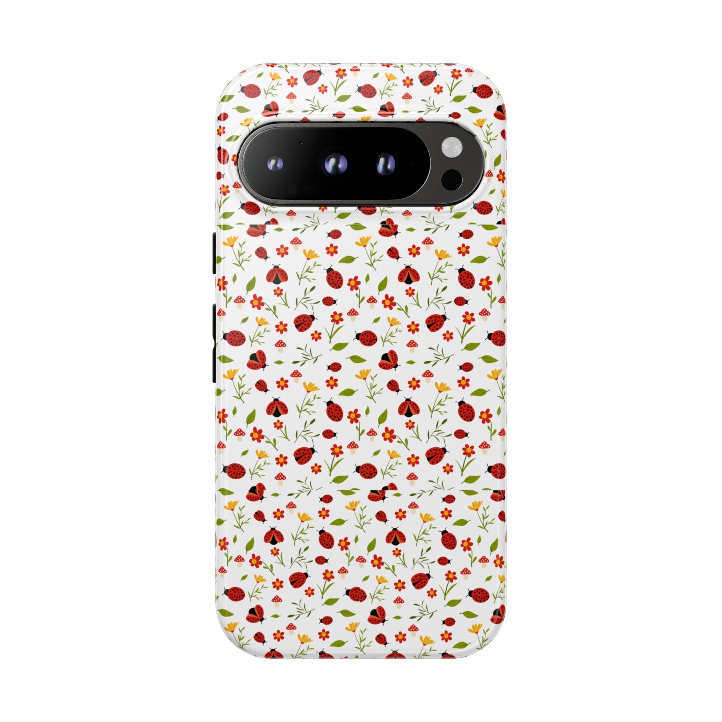 Ladybug Tough Phone Case - Cute Insect Aesthetic, Nature-Inspired Pattern Art, Compatible with iPhone, Galaxy, and Google Phones