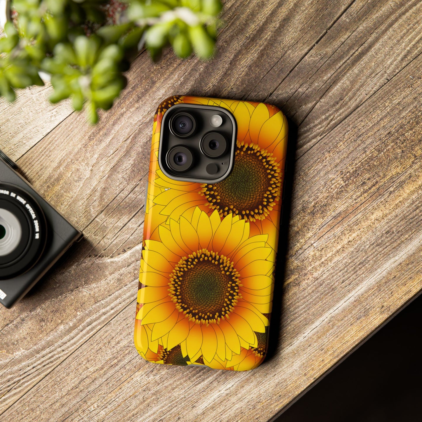 Sunflower Aesthetic Tough Phone Case - Bright Floral Art, Bold Yellow Sunflower Design, Compatible with iPhone, Galaxy, and Google Phones