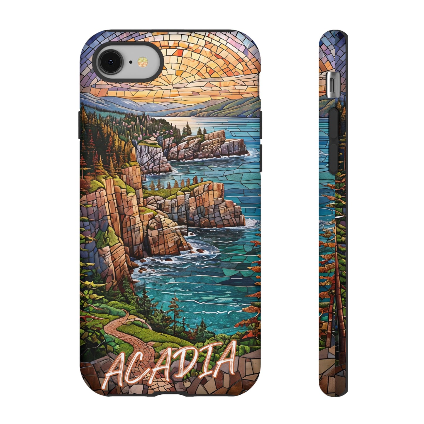 Acadia Mosaic Tough Phone Case - Northeastern Nature Art, Scenic Forest Aesthetic, Compatible with iPhone, Galaxy, and Google Phones