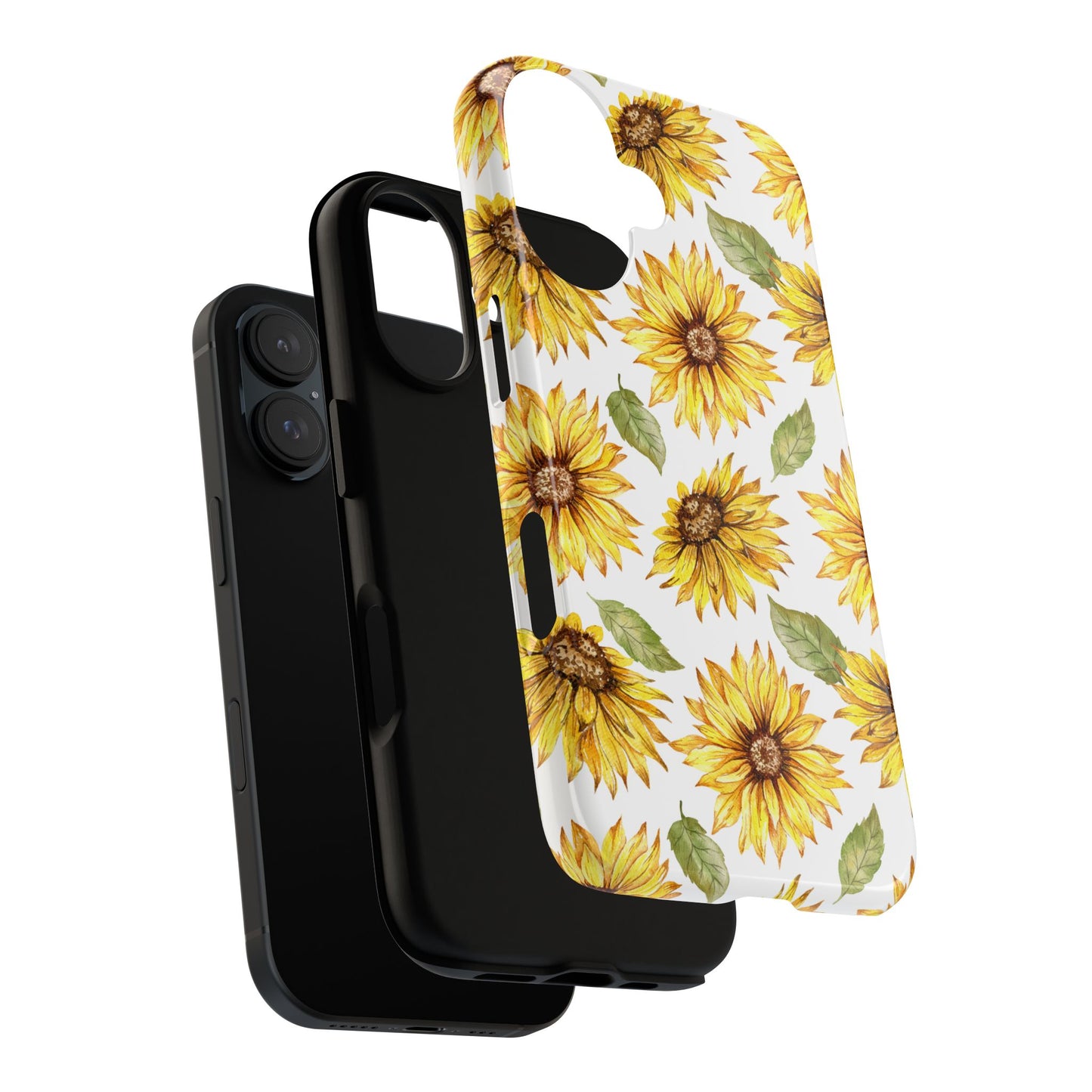 Sunflower Floral Tough Phone Case - Watercolor Botanical Print, Bright Nature Aesthetic, Compatible with iPhone, Galaxy, and Google Phones