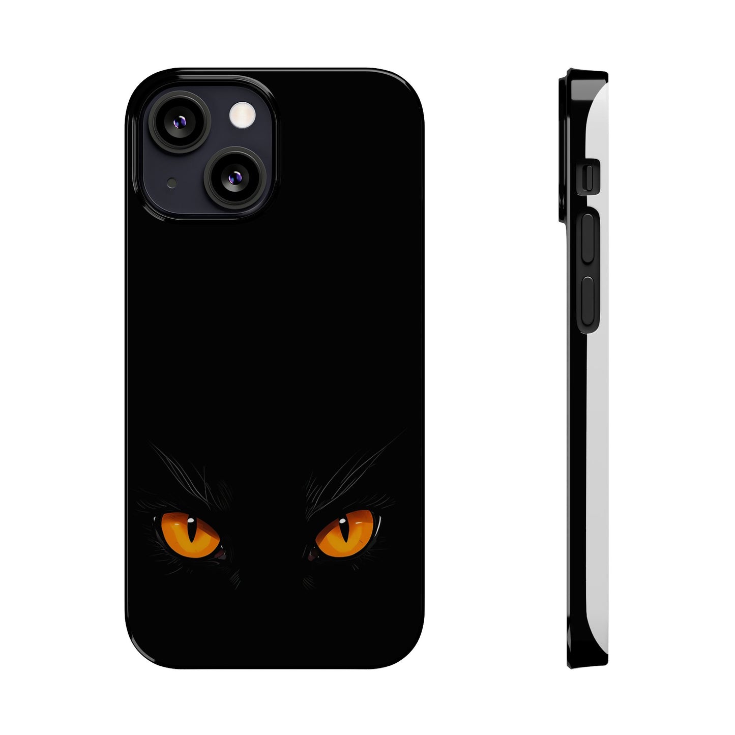 Black Cat Slim Phone Case - Gothic Halloween Aesthetic, Subtle Spookycore Aesthetic, Compatible with iPhone, Galaxy, and Google Phones