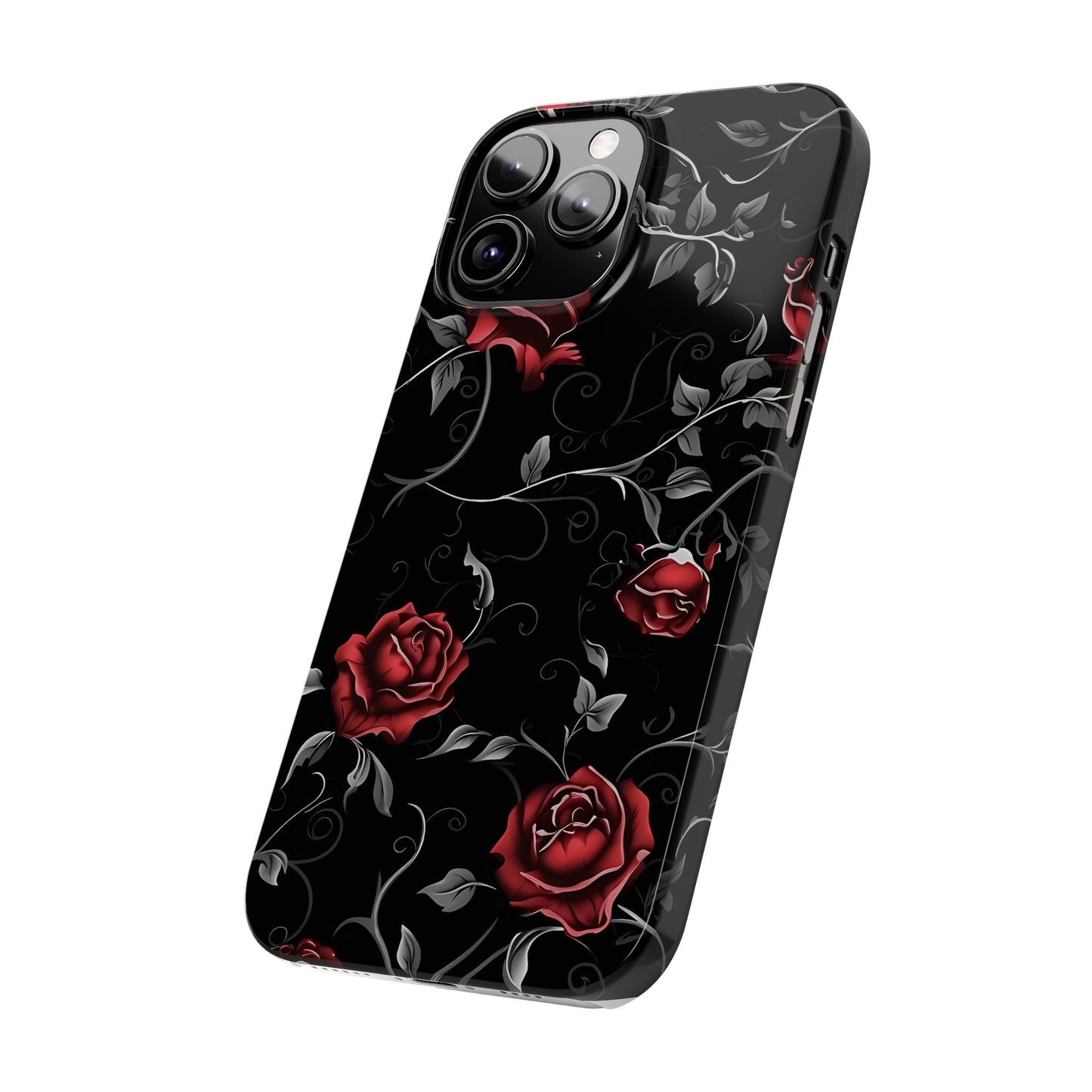 Elegant Floral Slim Phone Cases, Gothic Style Case, Rose Design Cover, Unique Gift for Her, Phone Accessories, Modern Chic