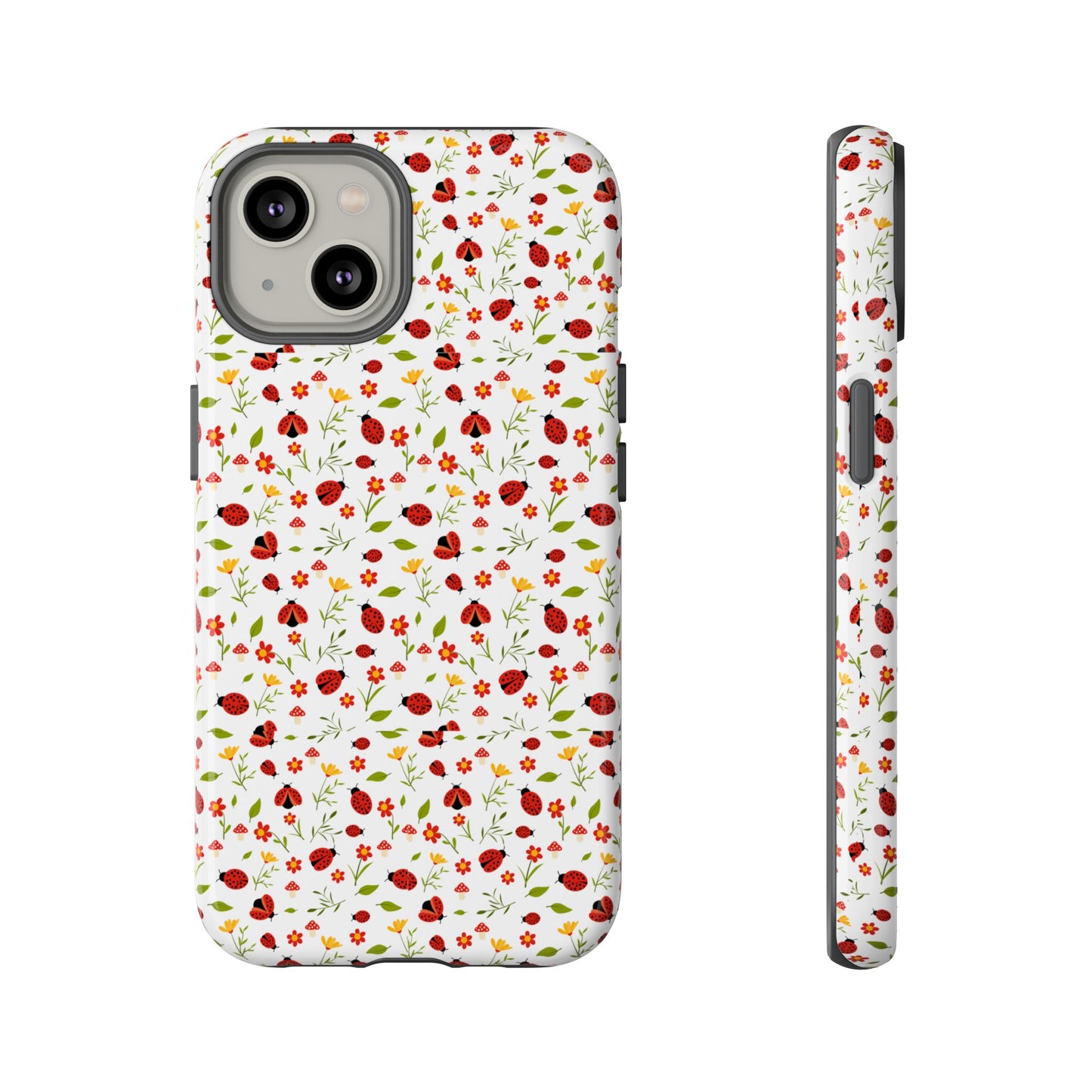 Ladybug Tough Phone Case - Cute Insect Aesthetic, Nature-Inspired Pattern Art, Compatible with iPhone, Galaxy, and Google Phones