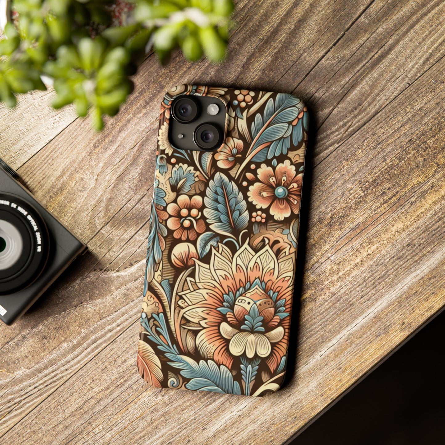 Floral Slim Phone Case, Boho Chic Phone Cover, Stylish Gift for Her, Spring and Summer Accessory, Trendy Phone Protector