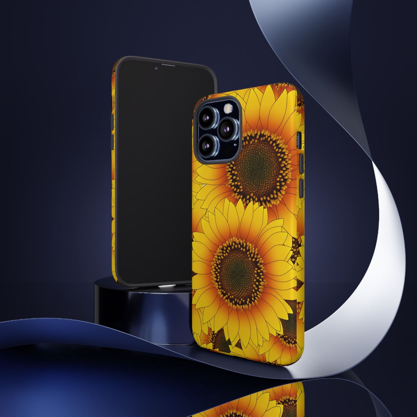 Sunflower Aesthetic Tough Phone Case - Bright Floral Art, Bold Yellow Sunflower Design, Compatible with iPhone, Galaxy, and Google Phones
