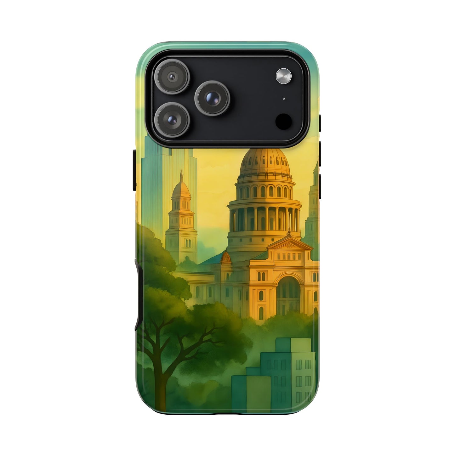 Cityscape Tough Phone Case, Austin Skyline Phone Cover, Watercolor Design Compatible with iPhone, Galaxy & Google