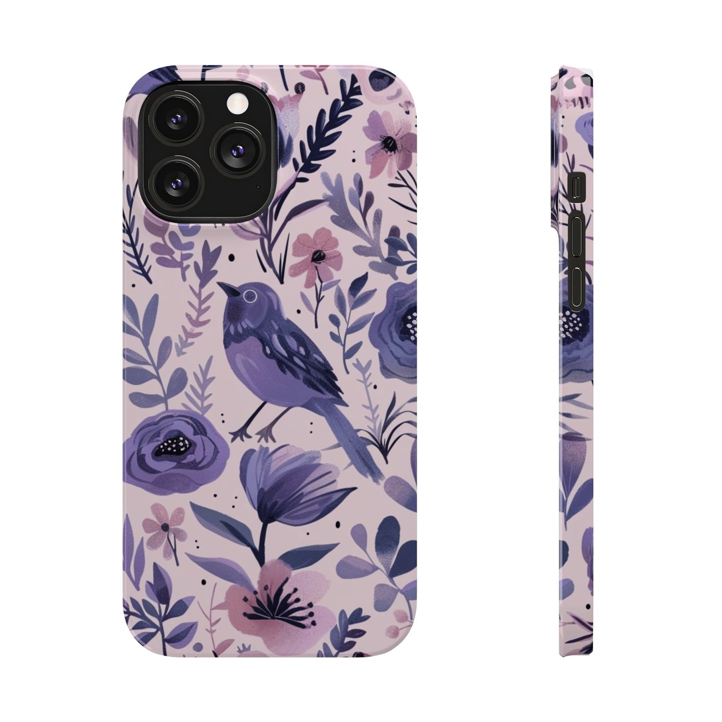 Floral Bird Slim Phone Case, Elegant Phone Cover, Cute Gift for Bird Lovers, Spring Vibes, Nature-Inspired
