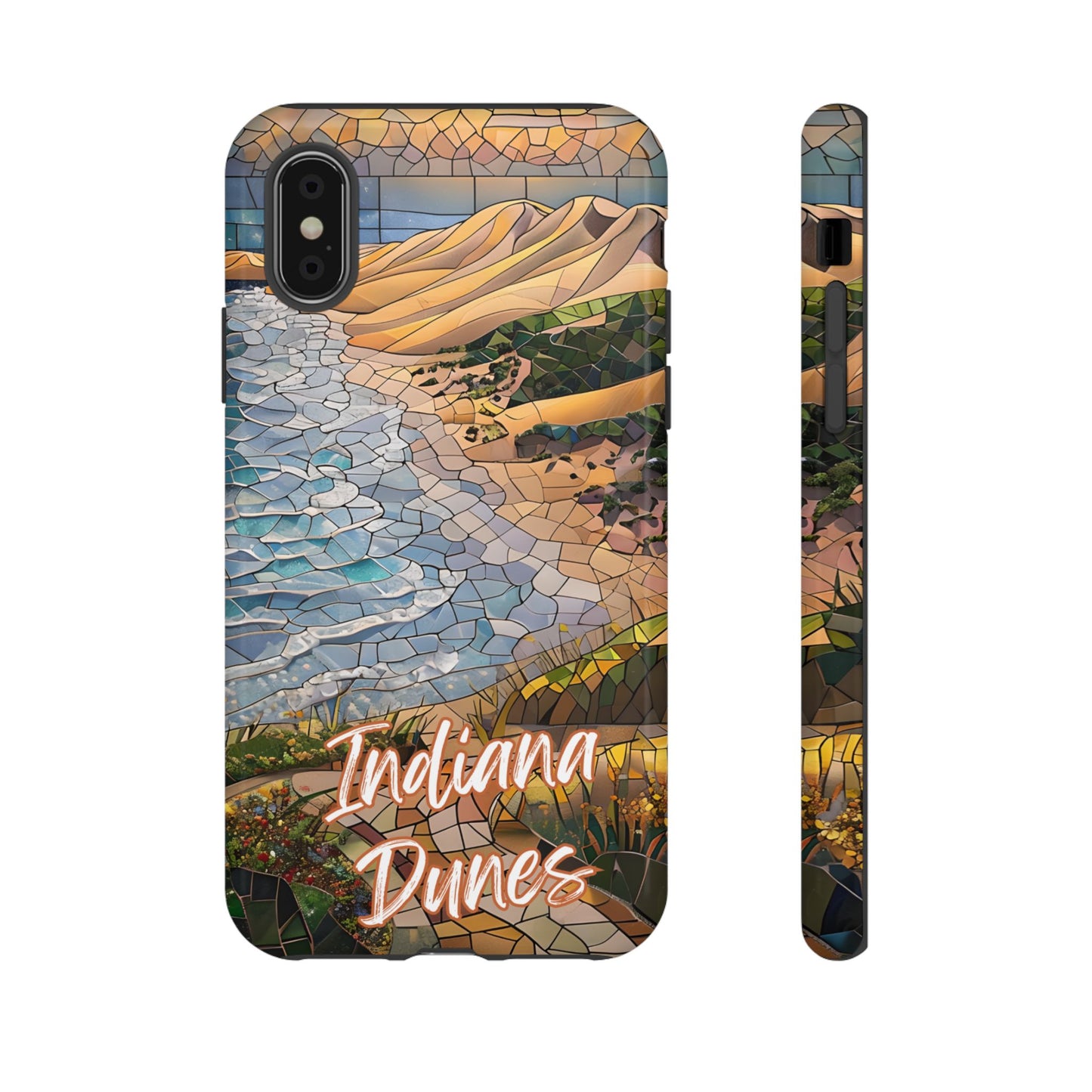 Indiana Dunes Mosaic Tough Phone Case - Lakeside Sand Dune Art, Midwest Nature Aesthetic, Compatible with iPhone, Galaxy, and Google Phones