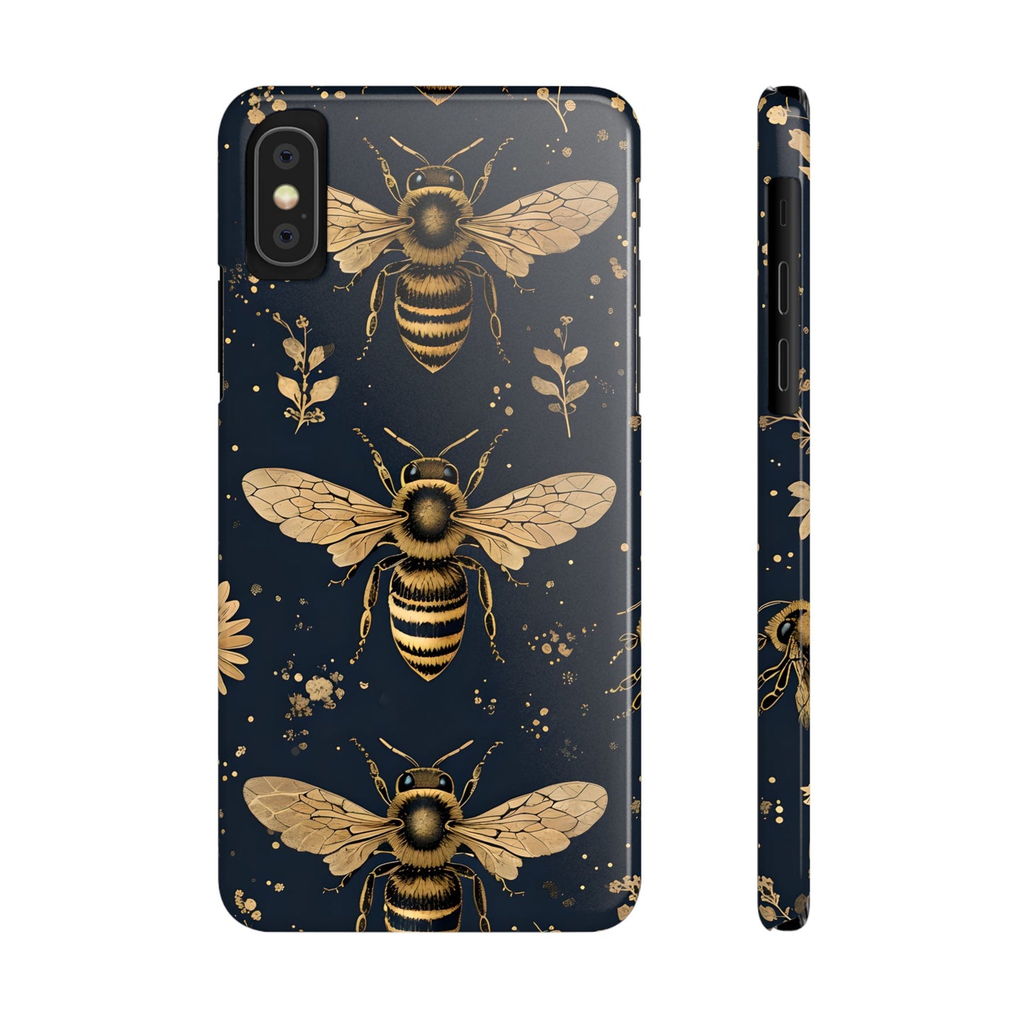 Golden Bee Slim Phone Case | Nature Lover Gift | Floral Print Design | Eco-Friendly Accessory | Ideal for Birthdays, Holidays