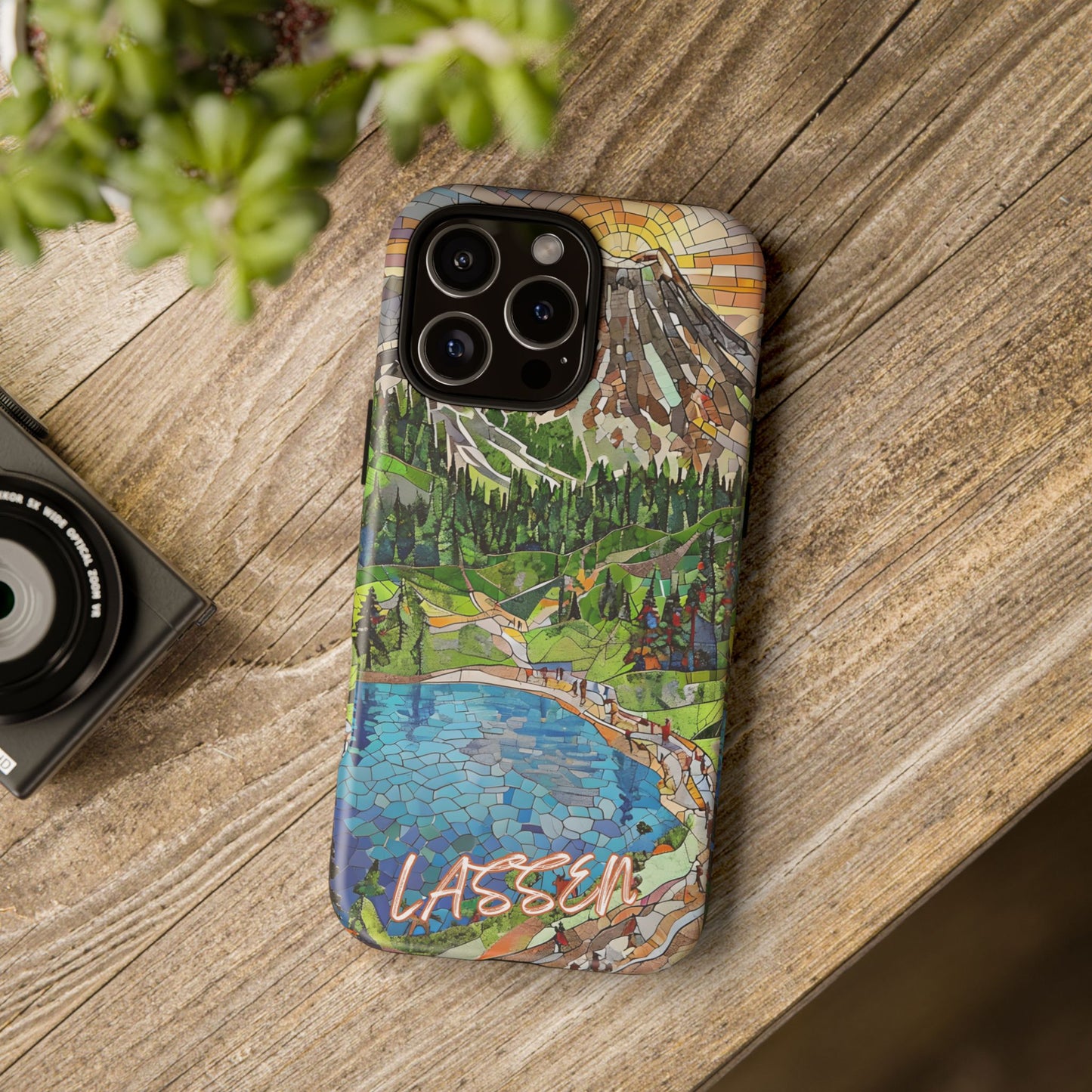 Lassen Volcanic National Park California Phone Case, Mosaic Phone Case, Mountain Nature Art, National Park Gift, Scenic Forest Phone Cover