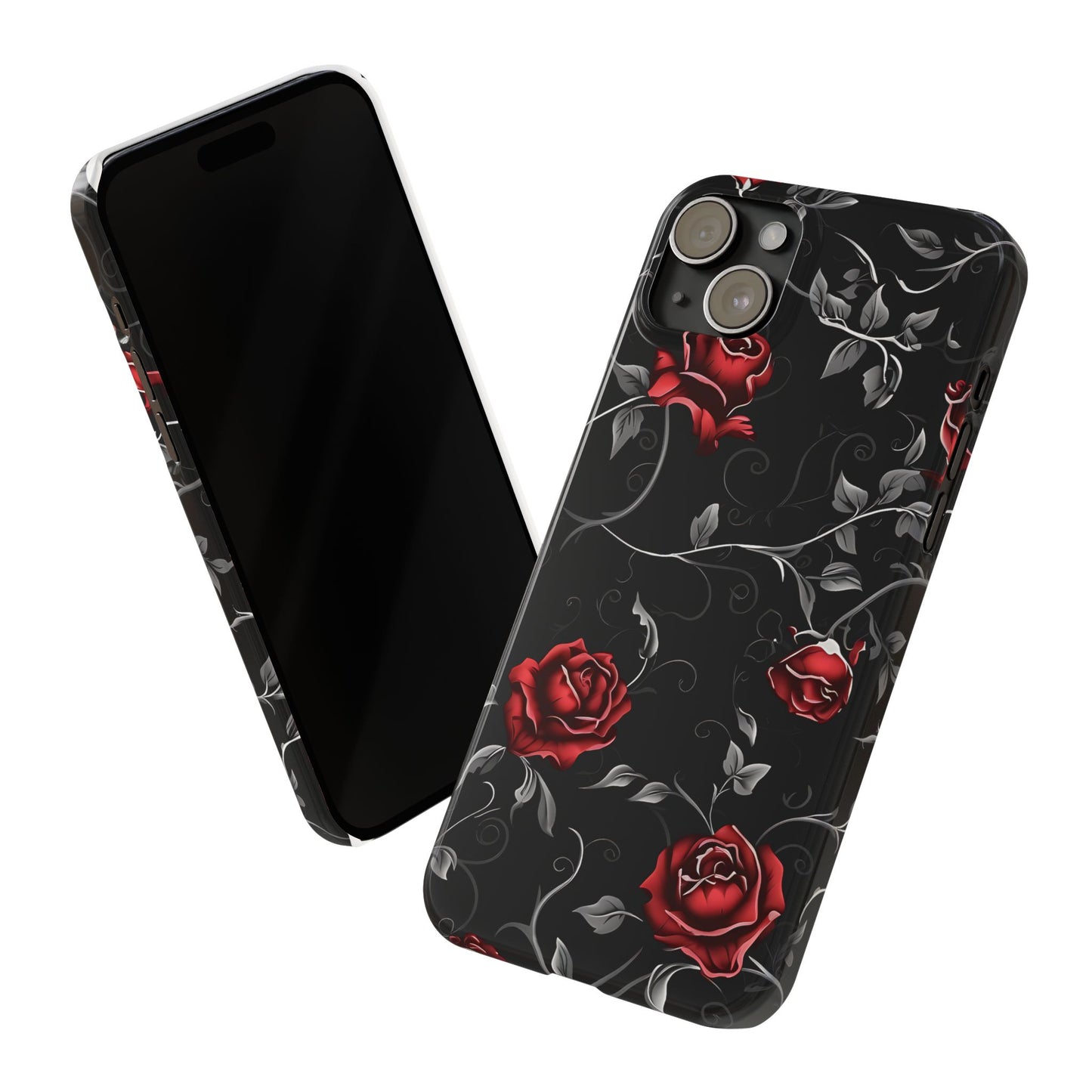 Elegant Floral Slim Phone Cases, Gothic Style Case, Rose Design Cover, Unique Gift for Her, Phone Accessories, Modern Chic