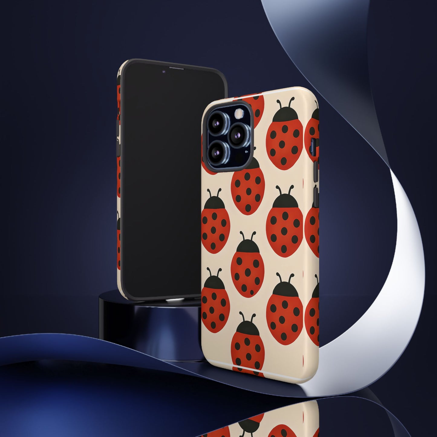 Cute Ladybug Tough Phone Case - Red and Black Insect Pattern, Nature-Inspired Design, Compatible with iPhone, Galaxy, and Google Phones