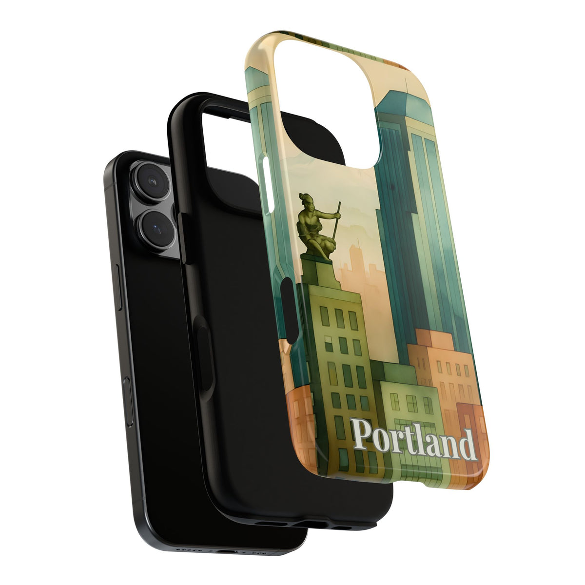 Portland Cityscape Phone Case • Urban Skyline Art Tough Case • Watercolor City Aesthetic • Gift for Travelers • Compatible with iPhone, Galaxy, Google