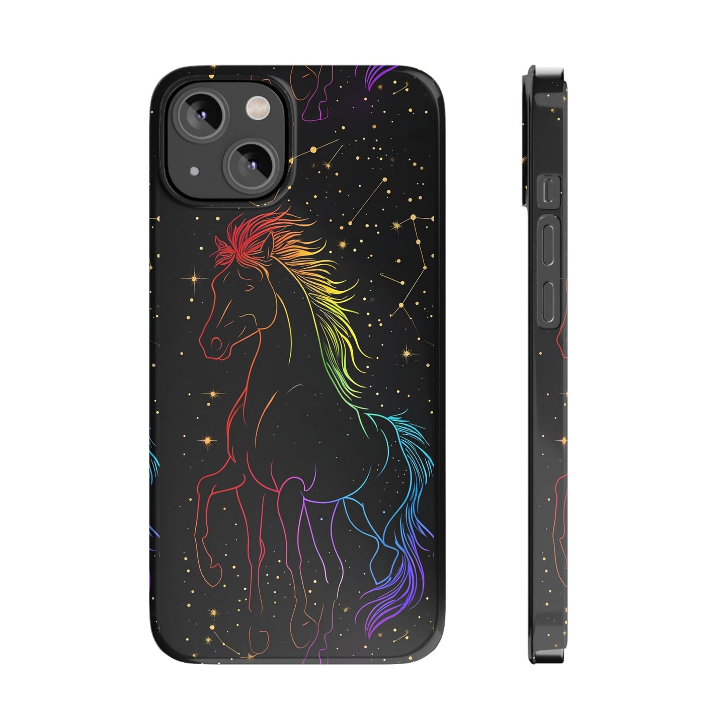 Year of the Horse Neon Art Slim Phone Case, Chinese Zodiac 2026 Design, compatible with iPhone 17 16 15 14 13 12 11