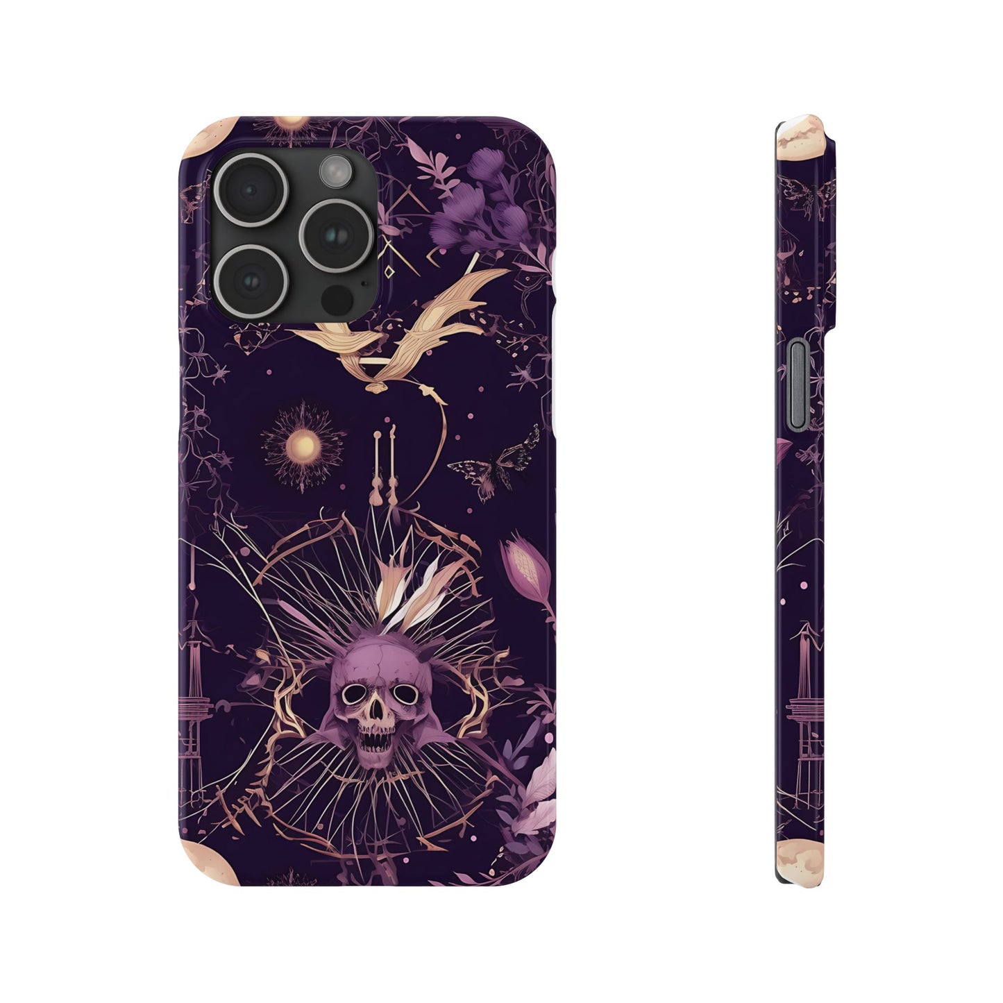 Gothic Floral Slim Phone Cases, Ghostly Style Mobile Cover, Dark Aesthetic Gift, Unique Protective Case, Perfect for Halloween