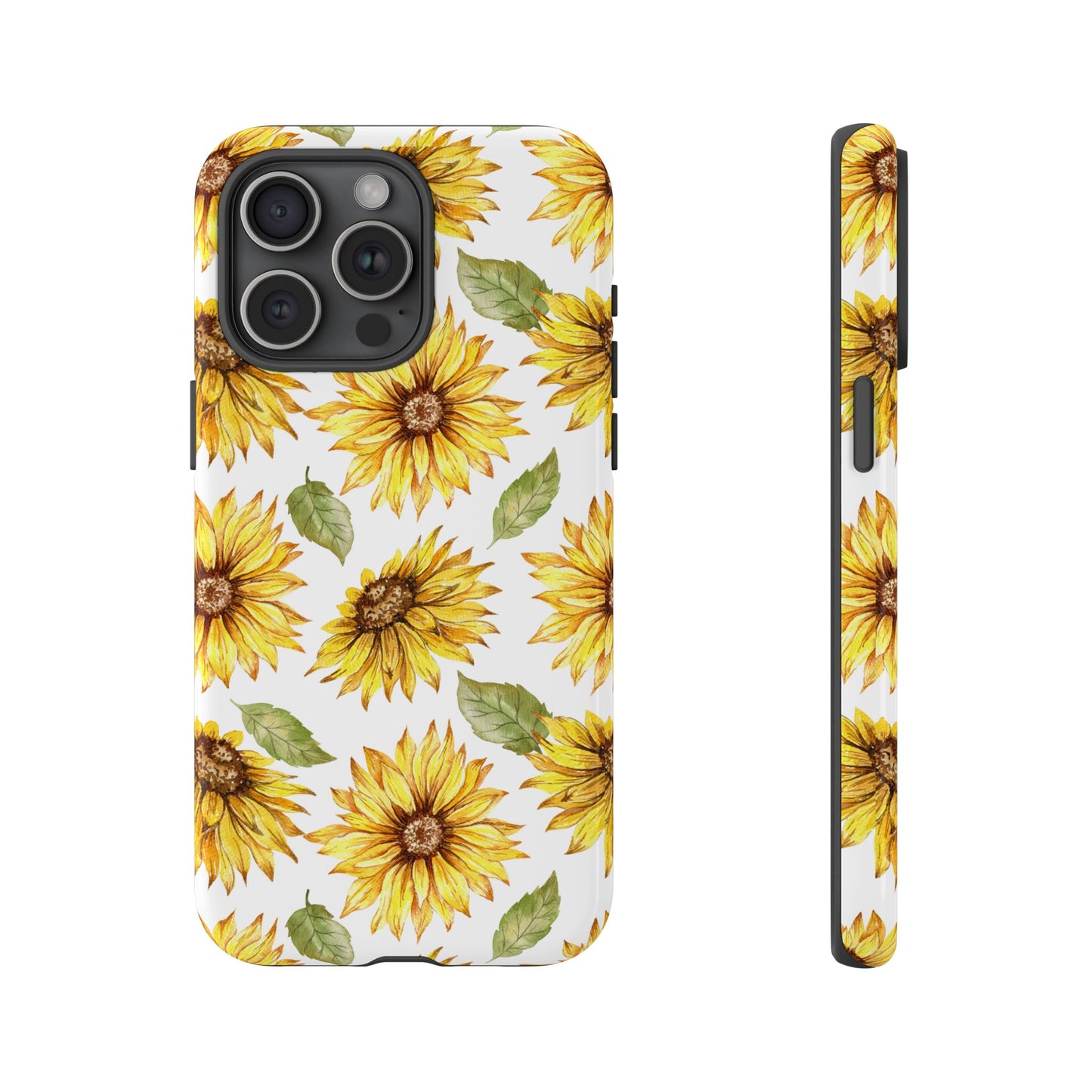 Sunflower Floral Tough Phone Case - Watercolor Botanical Print, Bright Nature Aesthetic, Compatible with iPhone, Galaxy, and Google Phones