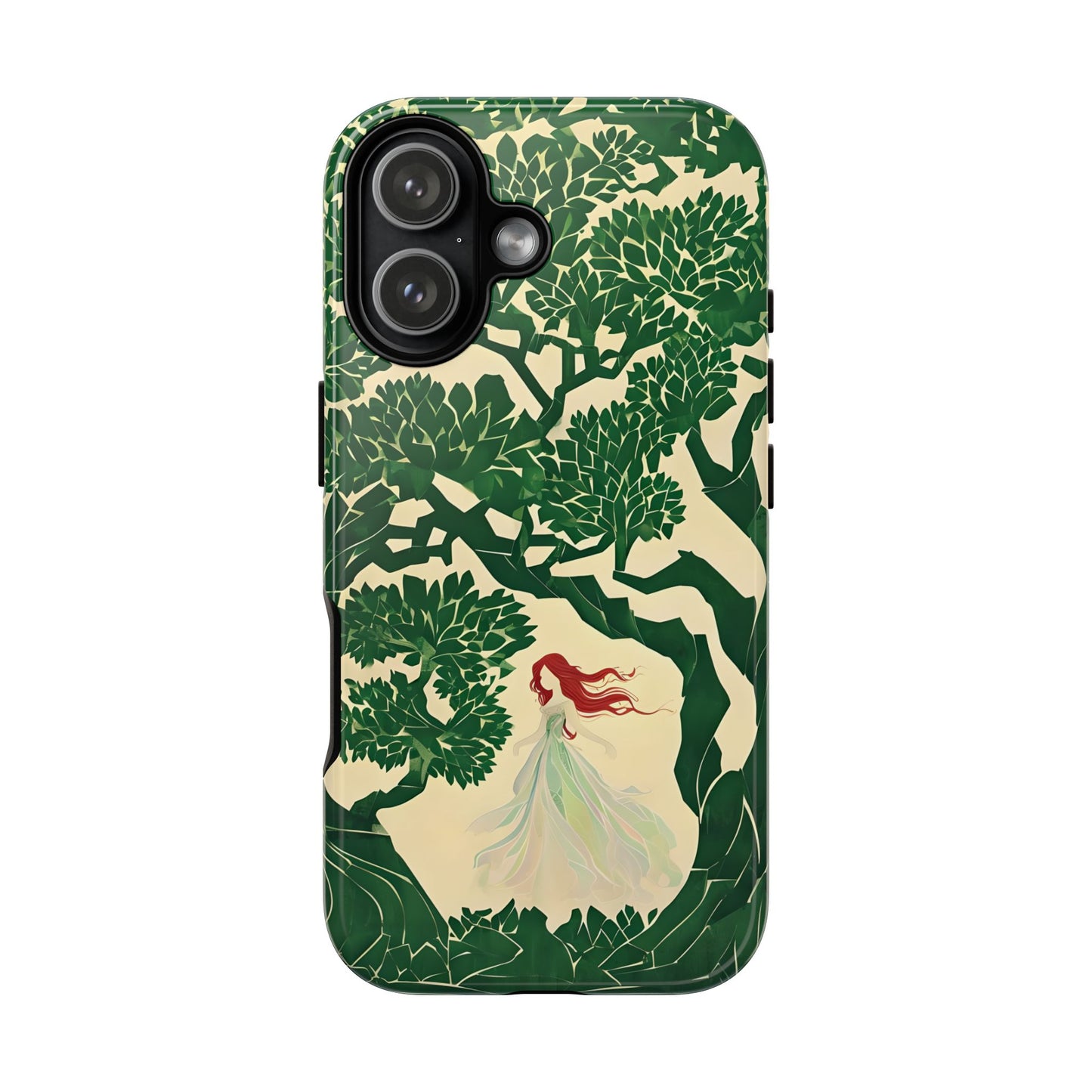 Ginger Fairy Tough Phone Case, Enchanted Forest Redhead Art, Irish Green Fantasy Aesthetic Cover for iPhone Galaxy Google