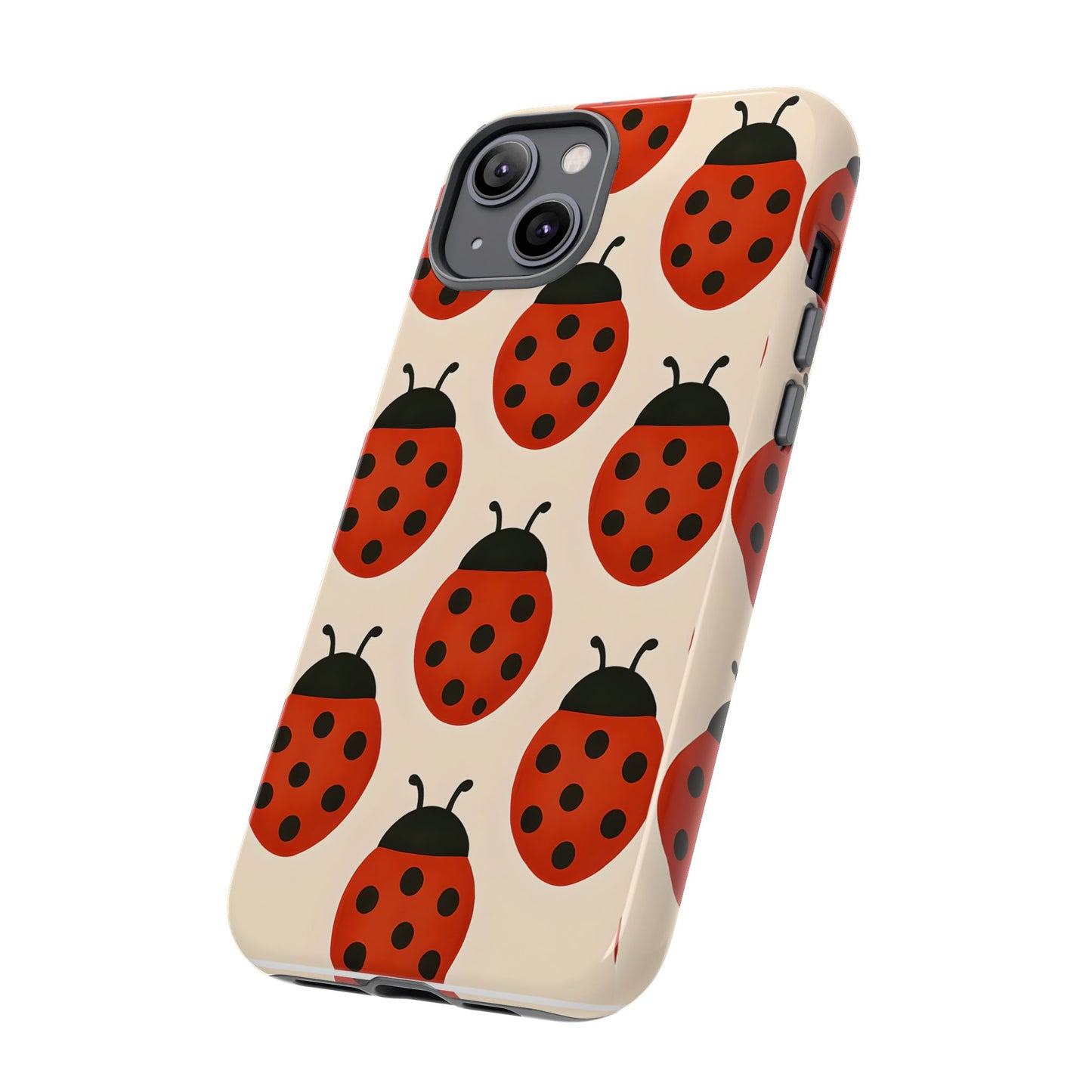 Cute Ladybug Tough Phone Case - Red and Black Insect Pattern, Nature-Inspired Design, Compatible with iPhone, Galaxy, and Google Phones