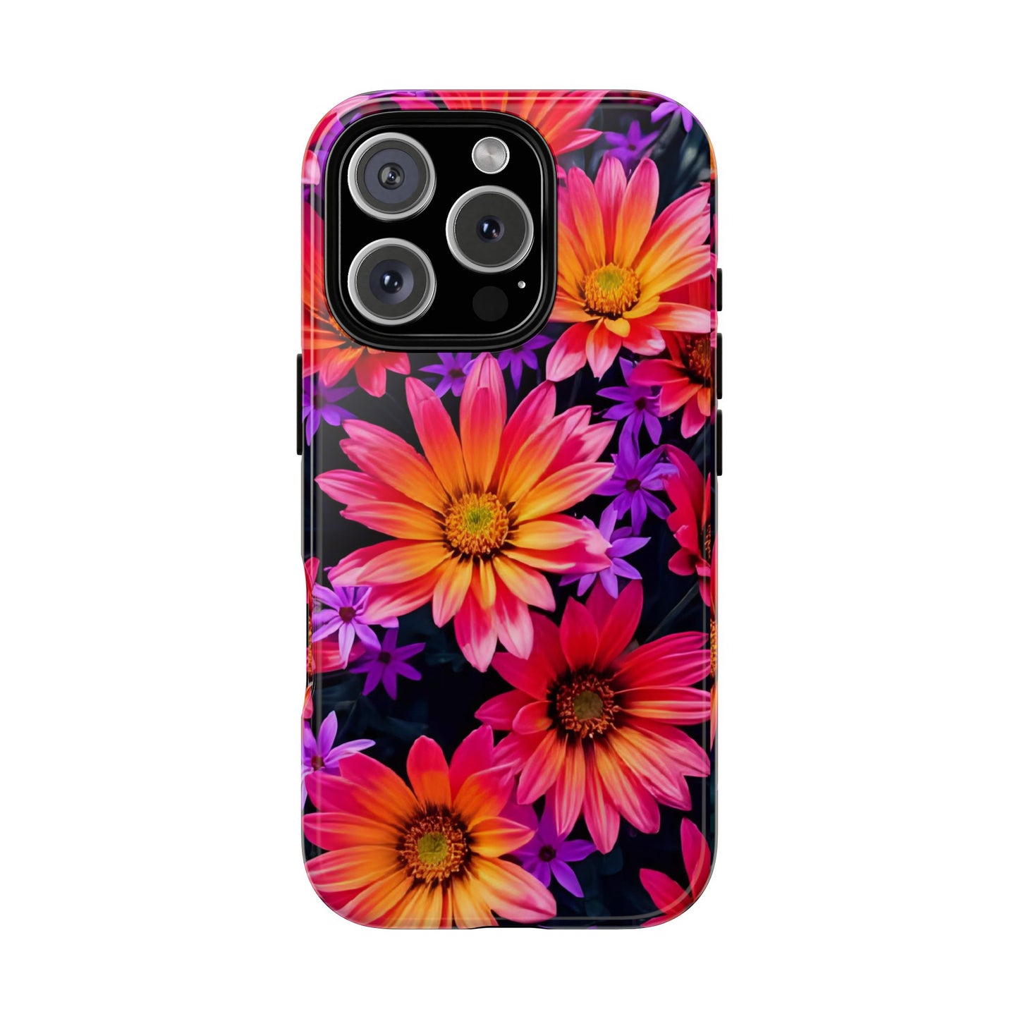 Bold Garden Flower Tough Phone Case - Colorful Floral Print, Bright Botanical Aesthetic, Compatible with iPhone, Galaxy, and Google Phones