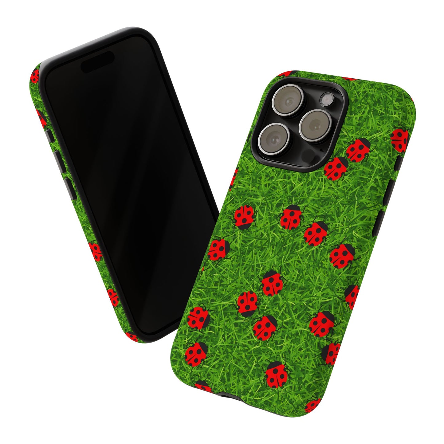 Ladybug Tough Phone Case - Cute Insect Aesthetic, Nature Pattern Art Design, Compatible with iPhone, Galaxy, and Google Phones