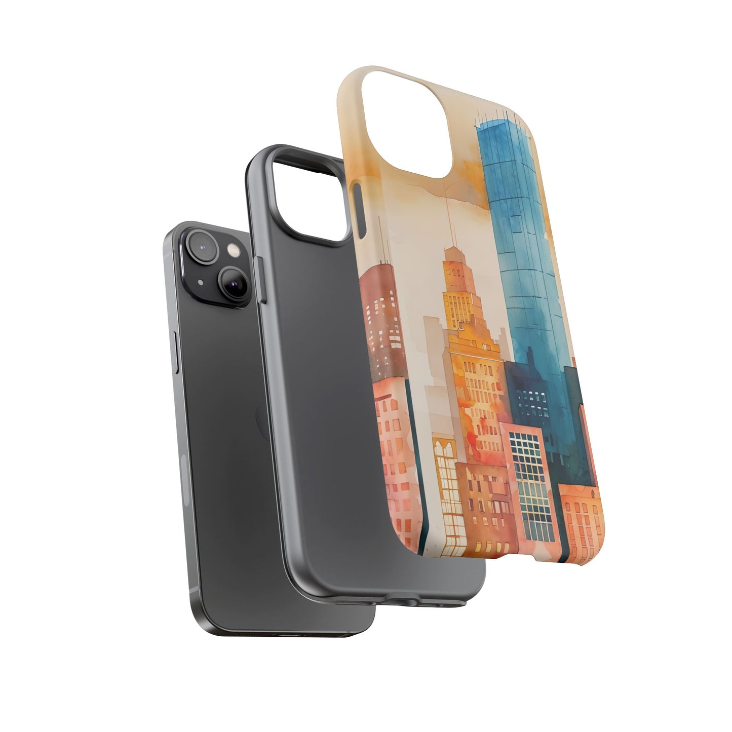 Boston Cityscape Tough Phone Case - Tropical Skyline Aesthetic, Sunset Beach Urban Art, Compatible with iPhone, Galaxy, and Google Phones