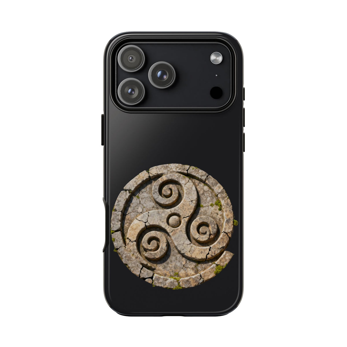 Stone Triskelion Tough Phone Case Ancient Celtic Spiral Irish Symbol Compatible with iPhone 17 16 15 14 13 Galaxy Google