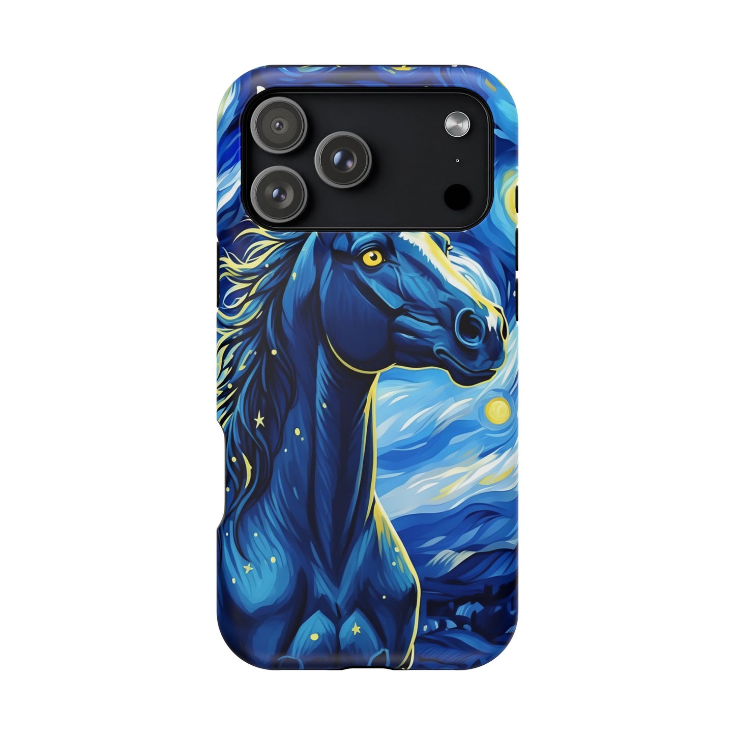 Year of the Horse Magnetic Phone Case Chinese Zodiac Blue Horse Art Design Compatible with iPhone 17 16 15 14 13