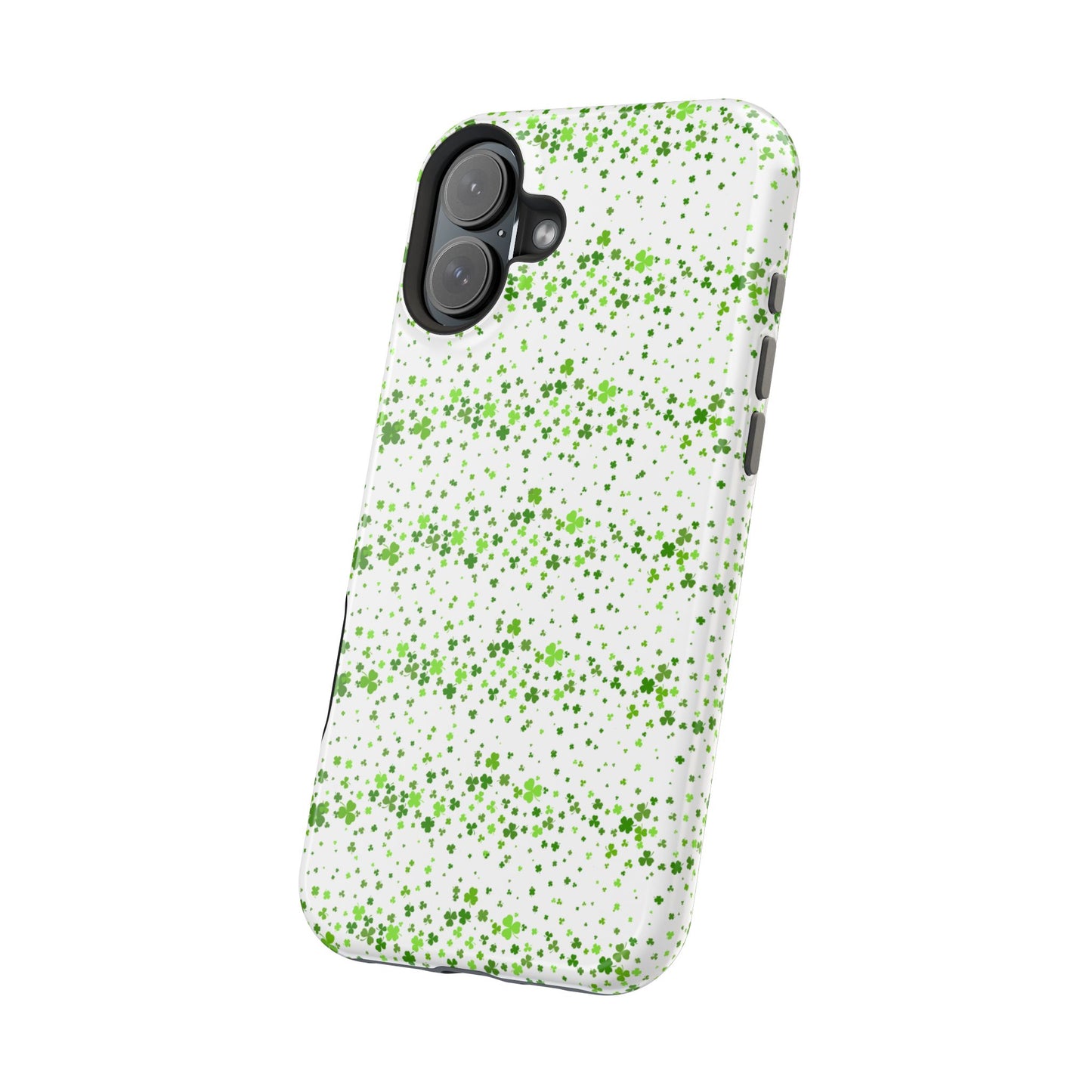 Shamrock Magnetic Phone Case, Minimal St Patricks Day Clover Pattern, Irish Green Compatible with iPhone 17, 16, 15, 14, 13