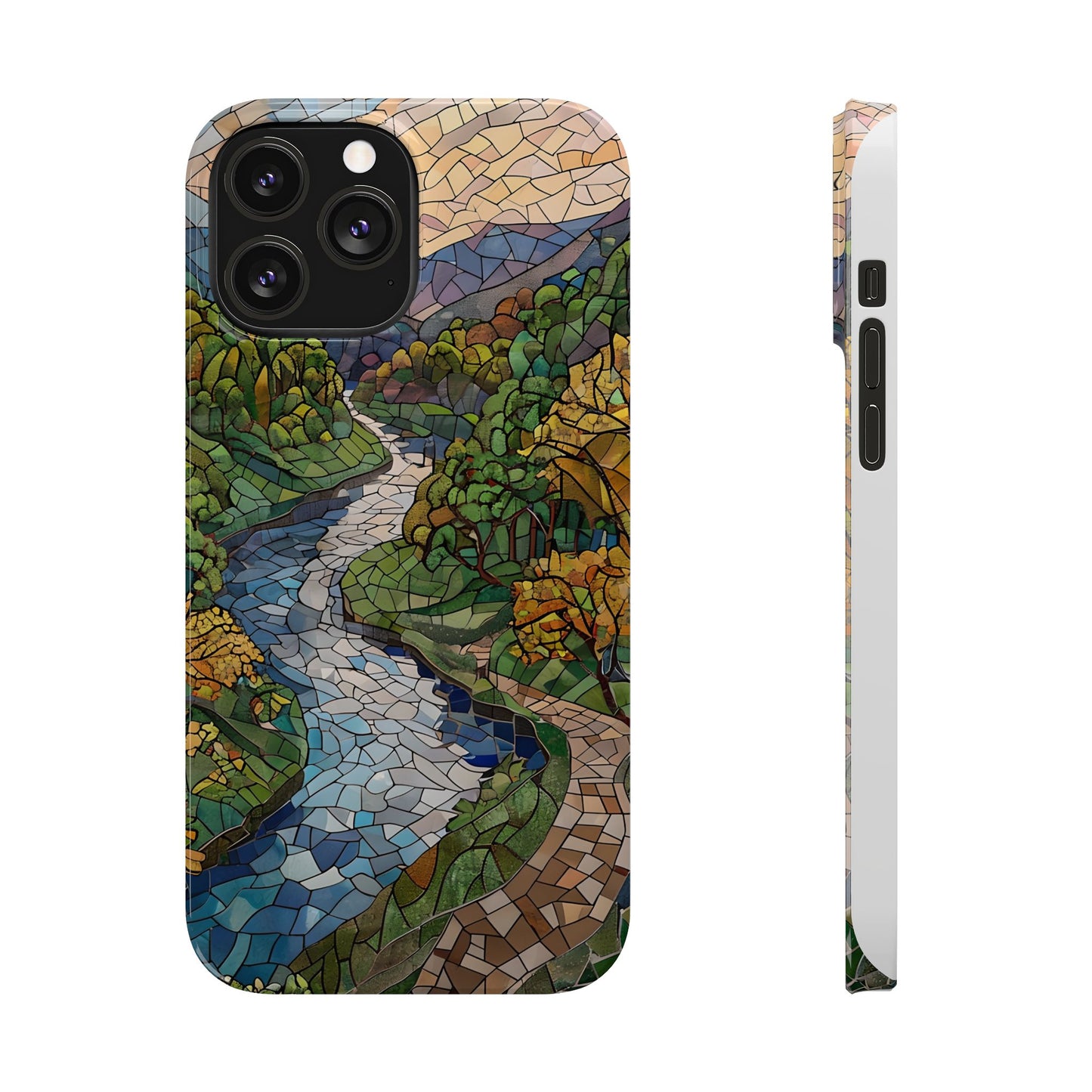 Cuyahoga Valley Mosaic Slim Phone Case, Midwest Forest Art, Scenic Nature Aesthetic, Unique Gift for Nature Lovers