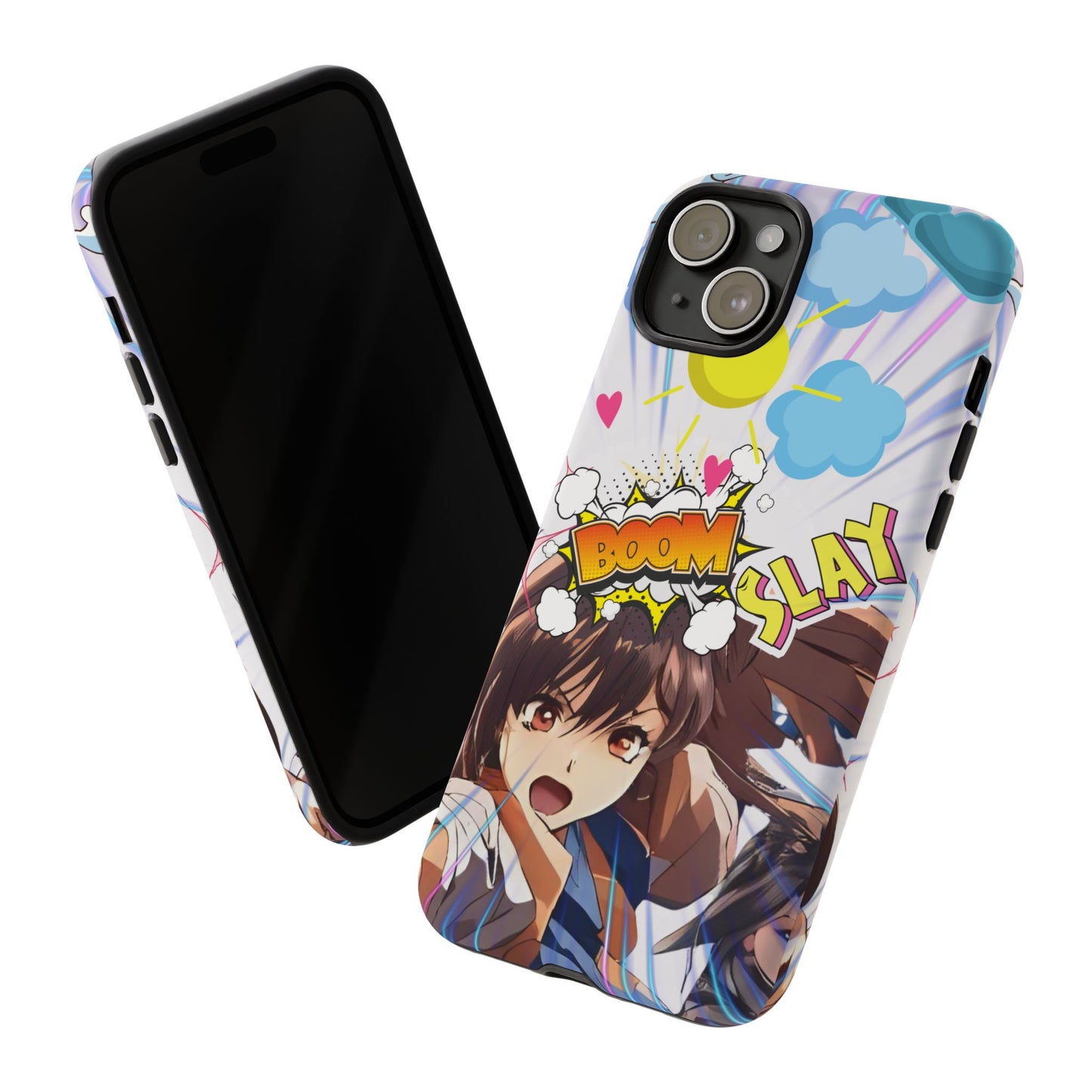 Anime Warrior Girl Tough Phone Case, Japanese Action Anime Aesthetic, Bold Heroine Design, Compatible with iPhone, Galaxy, and Google Phones