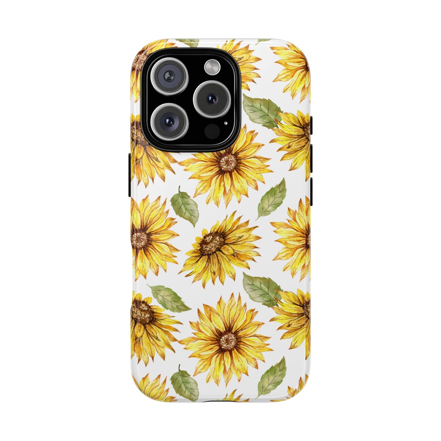 Sunflower Floral Tough Phone Case - Watercolor Botanical Print, Bright Nature Aesthetic, Compatible with iPhone, Galaxy, and Google Phones