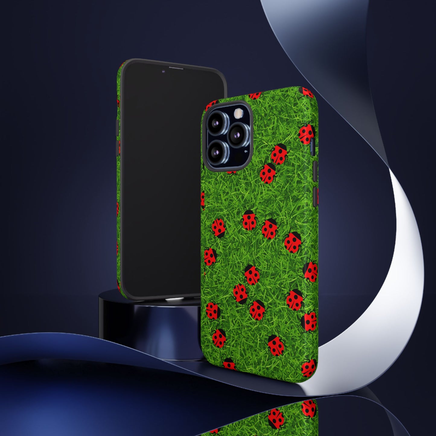 Ladybug Tough Phone Case - Cute Insect Aesthetic, Nature Pattern Art Design, Compatible with iPhone, Galaxy, and Google Phones