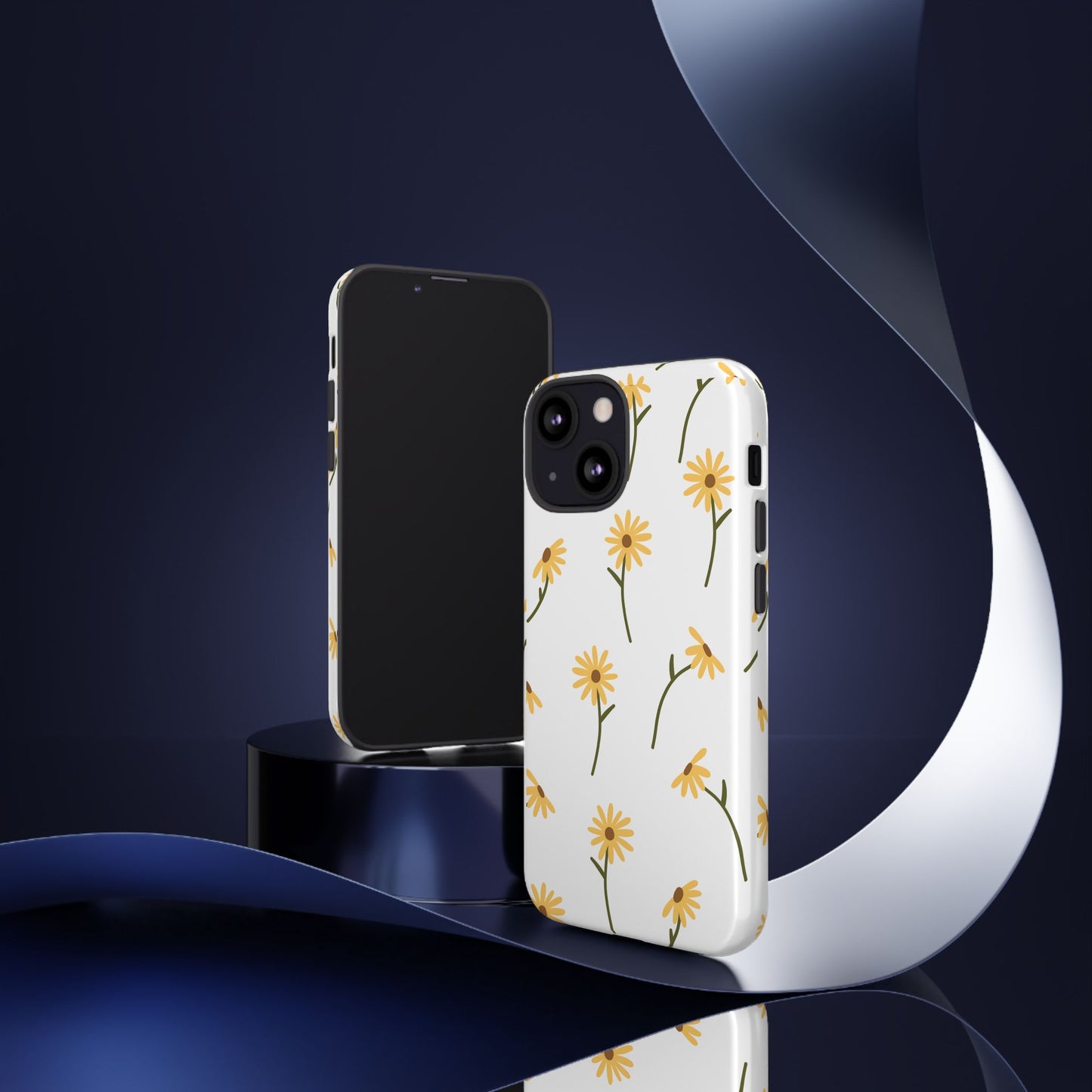 Sunflower Floral Tough Phone Case - Minimal Daisy-Inspired Print, Simple Botanical Aesthetic, Compatible with iPhone, Galaxy, and Google