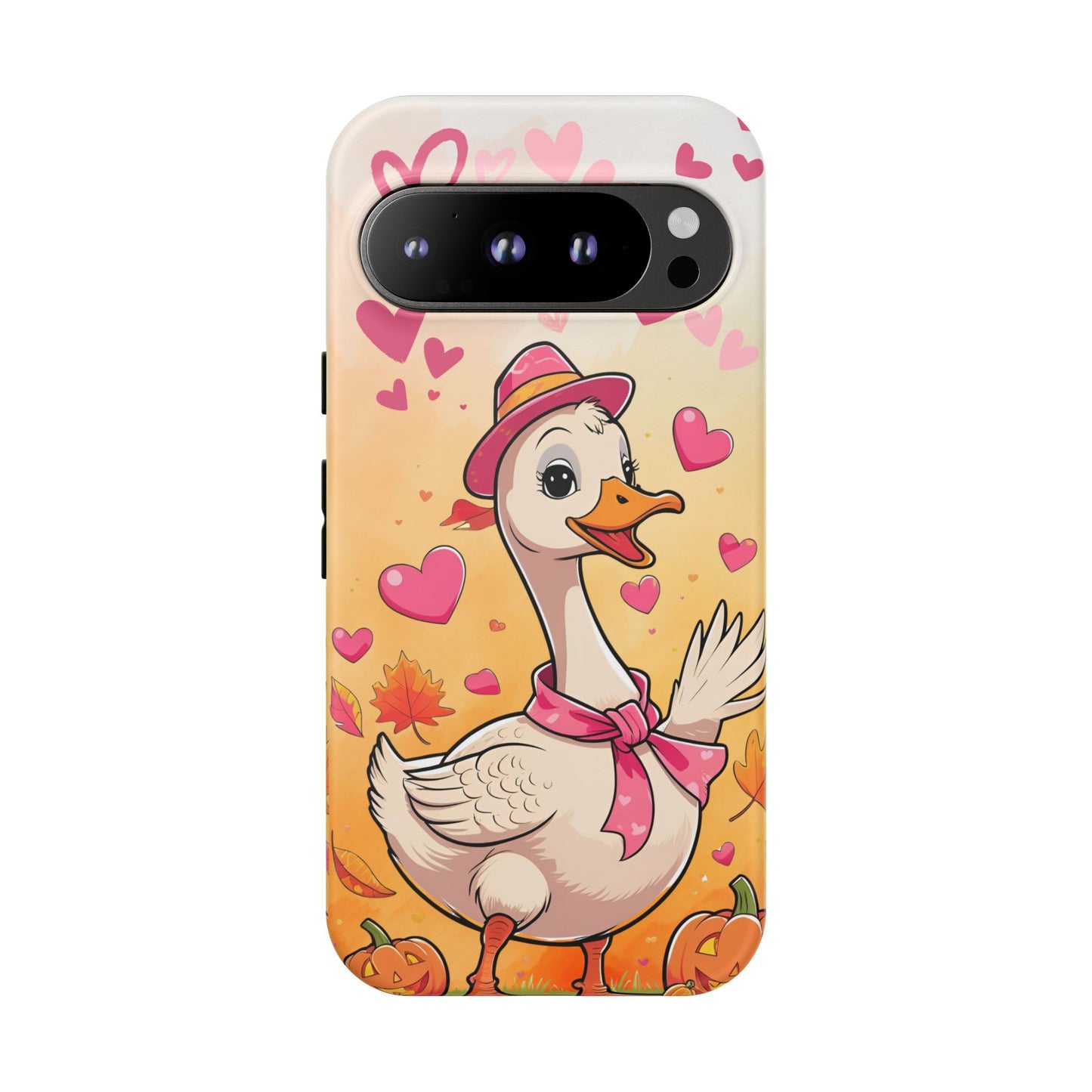 Summerween Silly Goose Phone Case, Coquette Halloween Phone Cover, Cozy Cute Halloween Aesthetic Case, Pink Hearts Fall Glam Girl Accessory