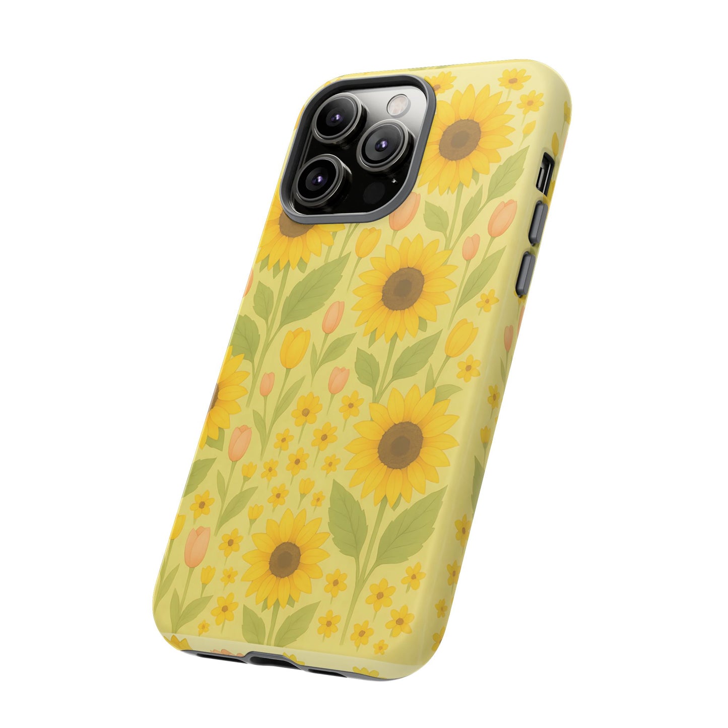 Sunflower Floral Phone Case, Watercolor Botanical Print, Aesthetic Tough Phone Case, Compatible with iPhone, Galaxy, Google