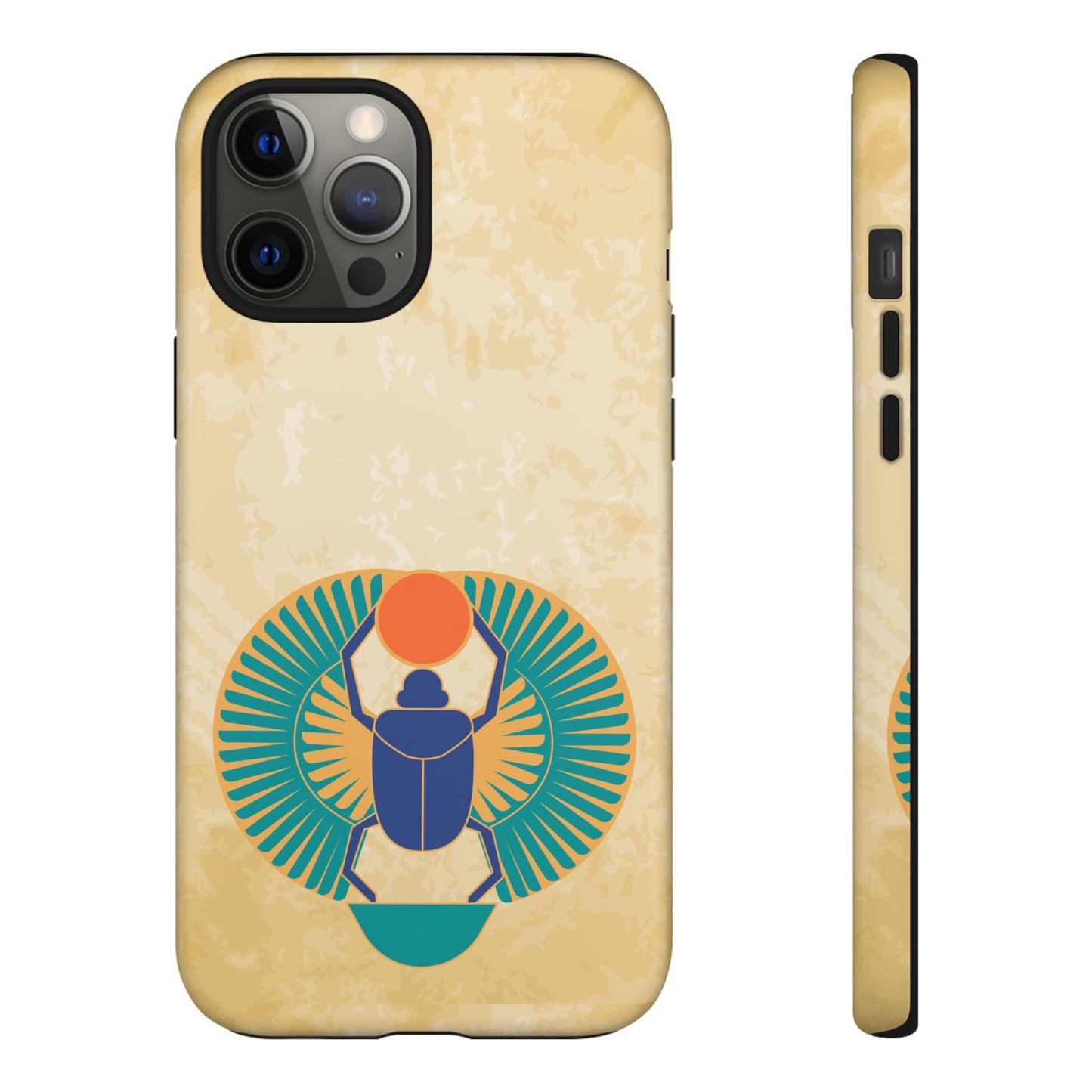 Ancient Egyptian Scarab Beetle Tough Phone Case - Symbol of Rebirth Design, Mythological Art, Compatible with iPhone, Galaxy, and Google