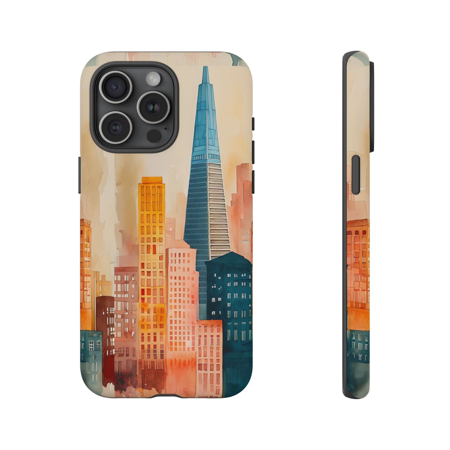 San Francisco Cityscape Tough Phone Case - Tropical Skyline Aesthetic, Sunset Beach Urban Art, Compatible with iPhone, Galaxy, and Google