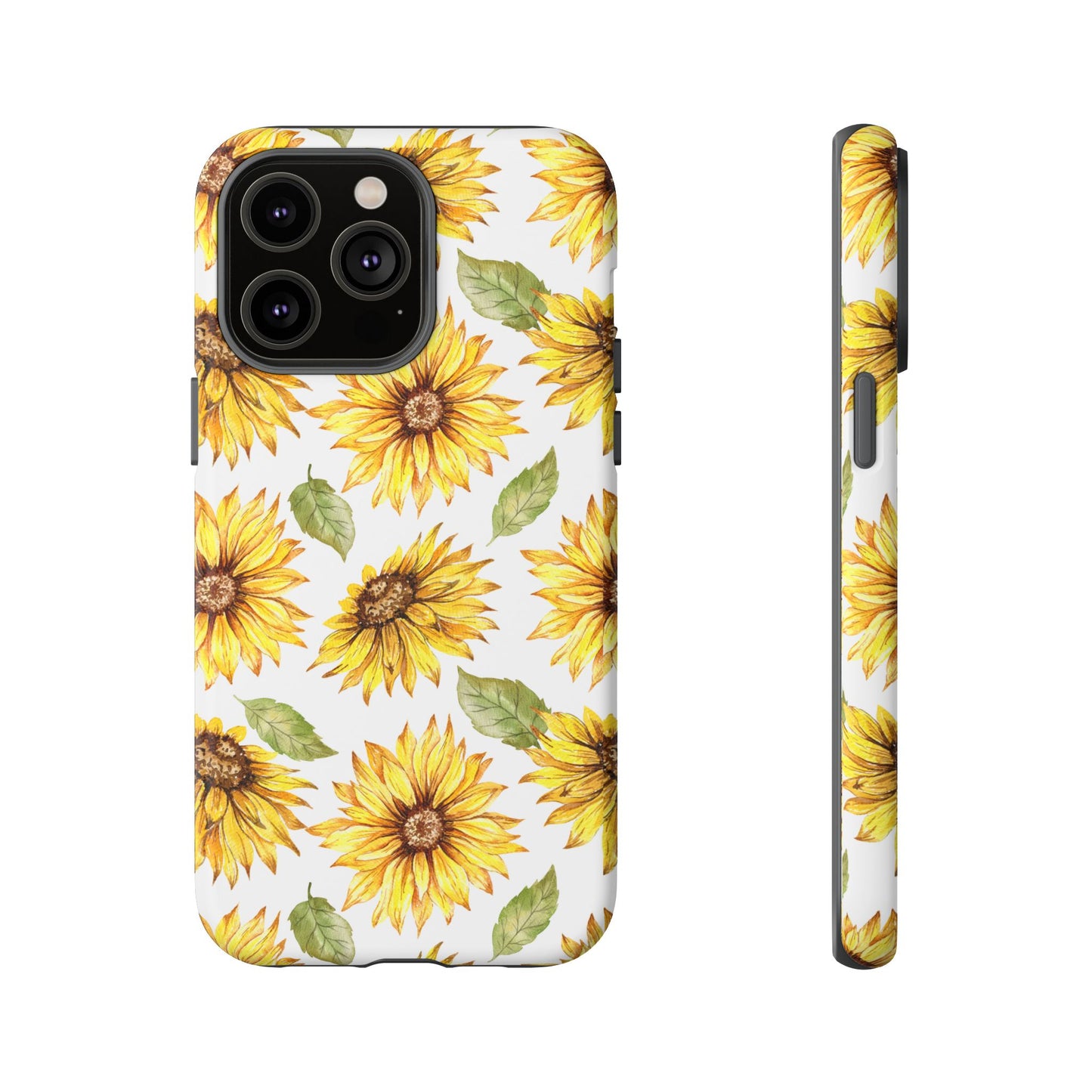 Sunflower Floral Tough Phone Case - Watercolor Botanical Print, Bright Nature Aesthetic, Compatible with iPhone, Galaxy, and Google Phones
