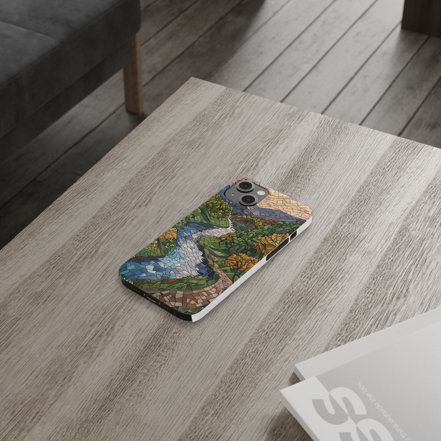 Cuyahoga Valley Mosaic Slim Phone Case, Midwest Forest Art, Scenic Nature Aesthetic, Unique Gift for Nature Lovers