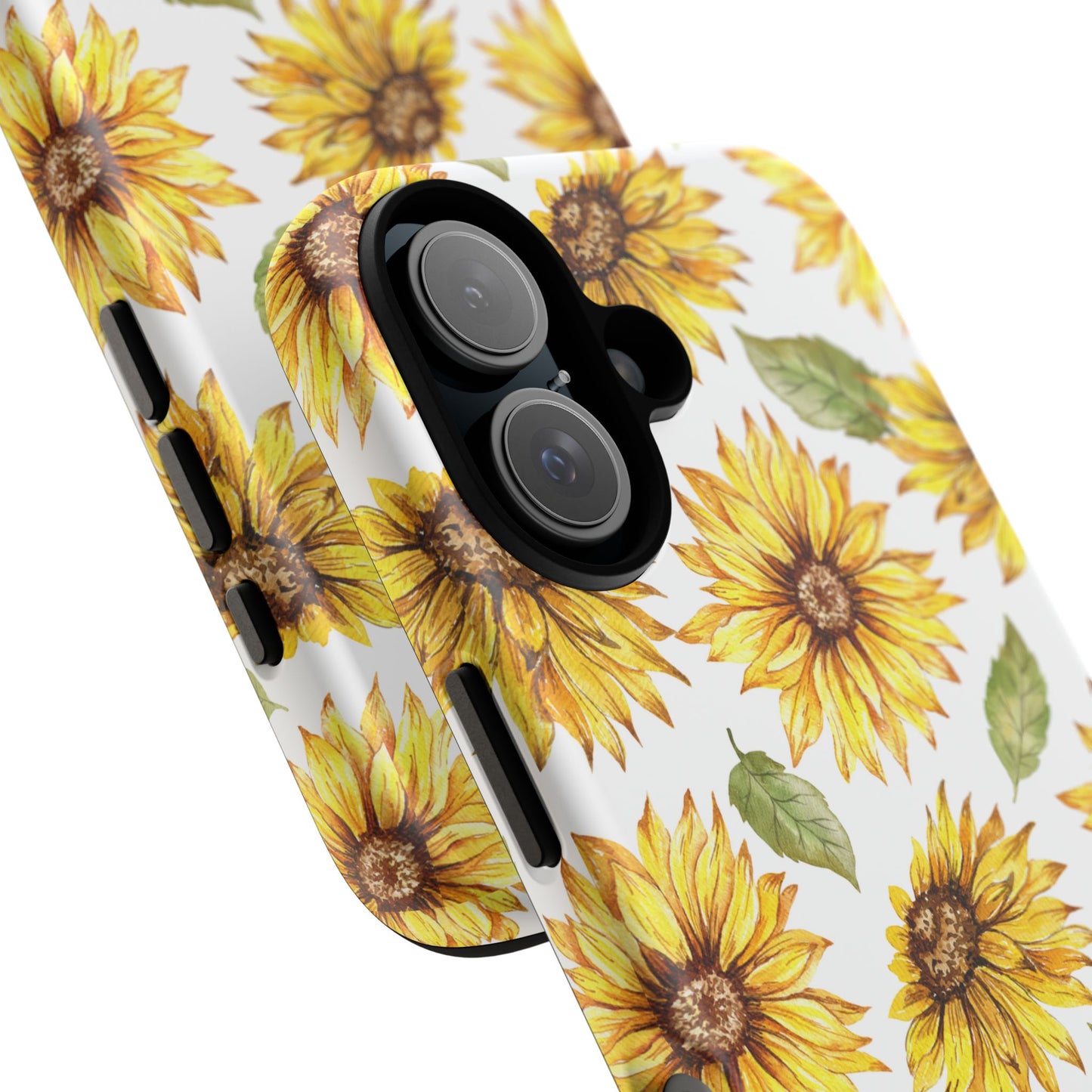 Sunflower Floral Tough Phone Case - Watercolor Botanical Print, Bright Nature Aesthetic, Compatible with iPhone, Galaxy, and Google Phones