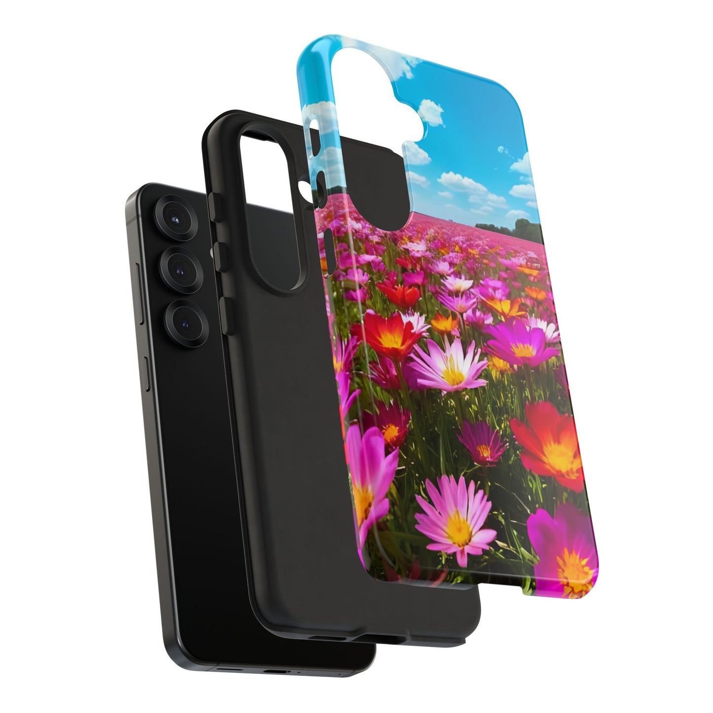 Flower Field Tough Phone Case - Wildflower Meadow Print, Colorful Nature Aesthetic, Compatible with iPhone, Galaxy, and Google Phones