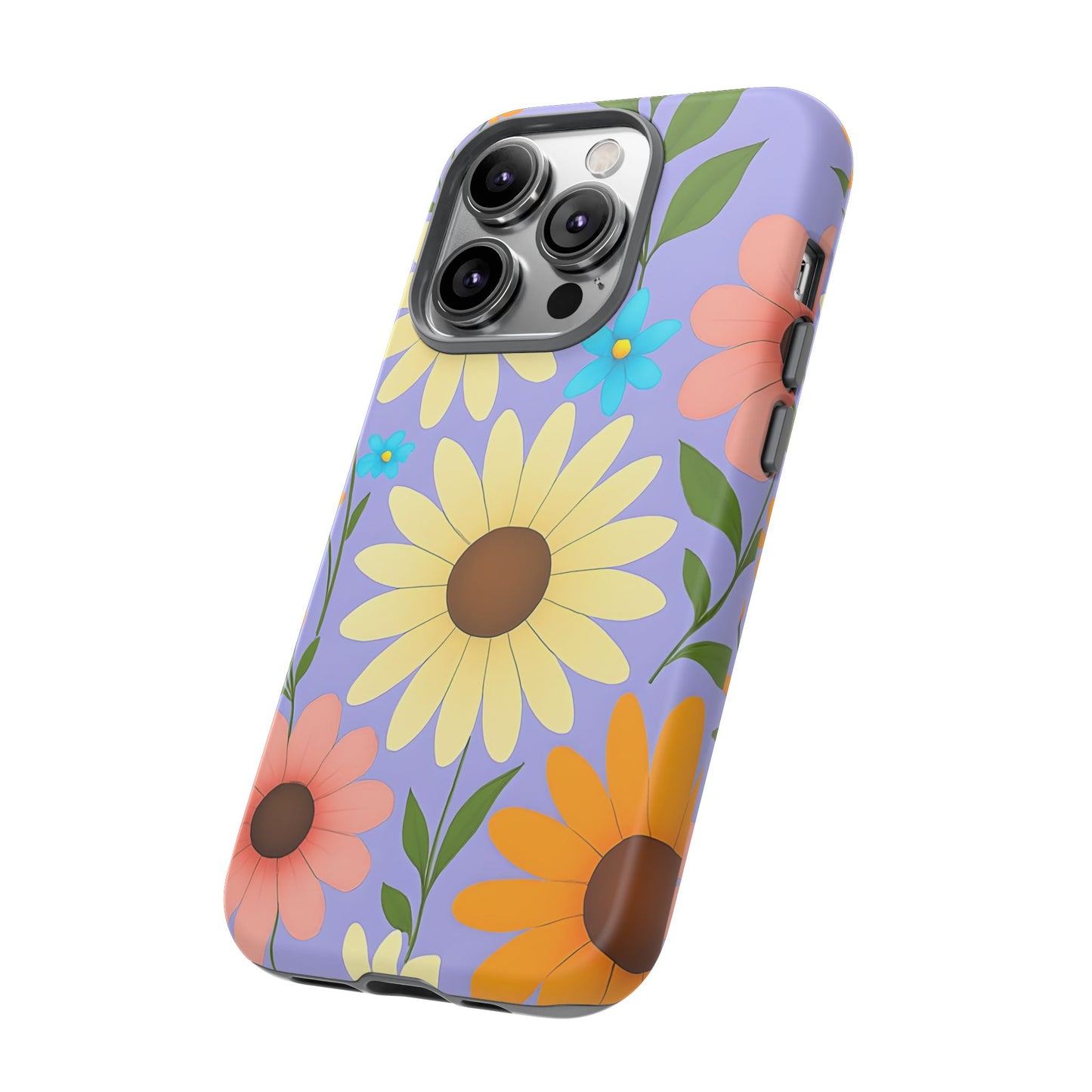 Minimal Daisy Flower Tough Phone Case - Retro Coquette Floral Print, Cute Soft Aesthetic, Compatible with iPhone, Galaxy, and Google Phones