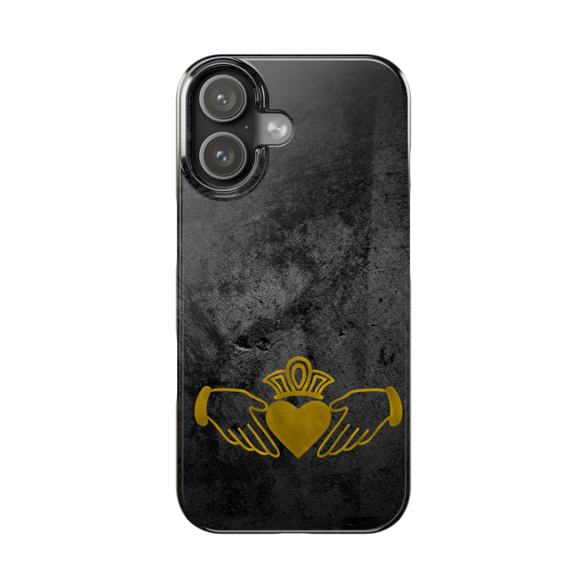Claddagh Slim Phone Case Irish Symbol Ring Black Gold Design Love Loyalty Friendship Compatible with iPhone 17 16 15 14 13 12 11