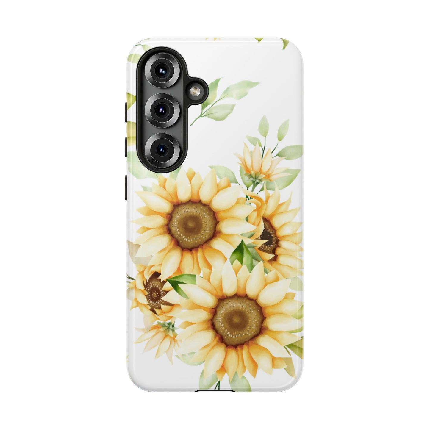 Sunflower Floral Tough Phone Case - Watercolor Botanical Art, Bright Nature Aesthetic, Compatible with iPhone, Galaxy, and Google Phones