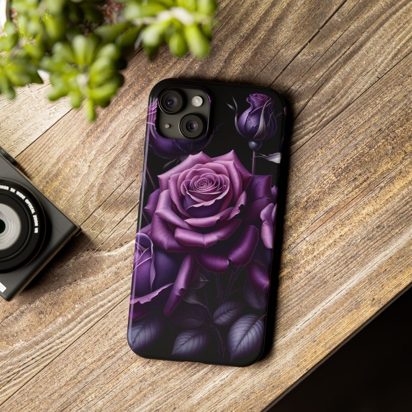 Purple Rose Slim Phone Cases, Floral Phone Cover, Elegant Smartphone Case, Gift for Her, Mother's Day Accessories