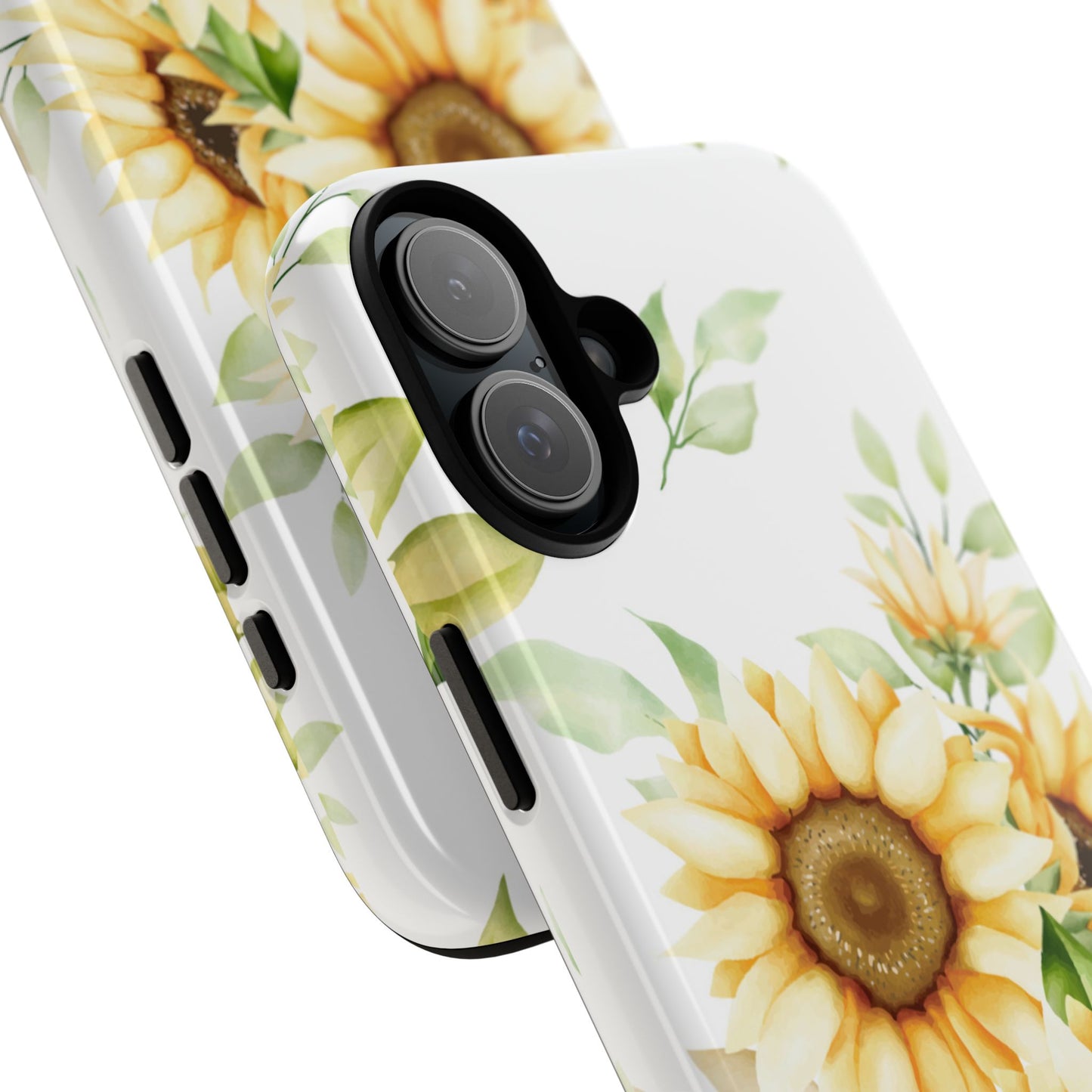 Sunflower Floral Tough Phone Case - Watercolor Botanical Art, Bright Nature Aesthetic, Compatible with iPhone, Galaxy, and Google Phones