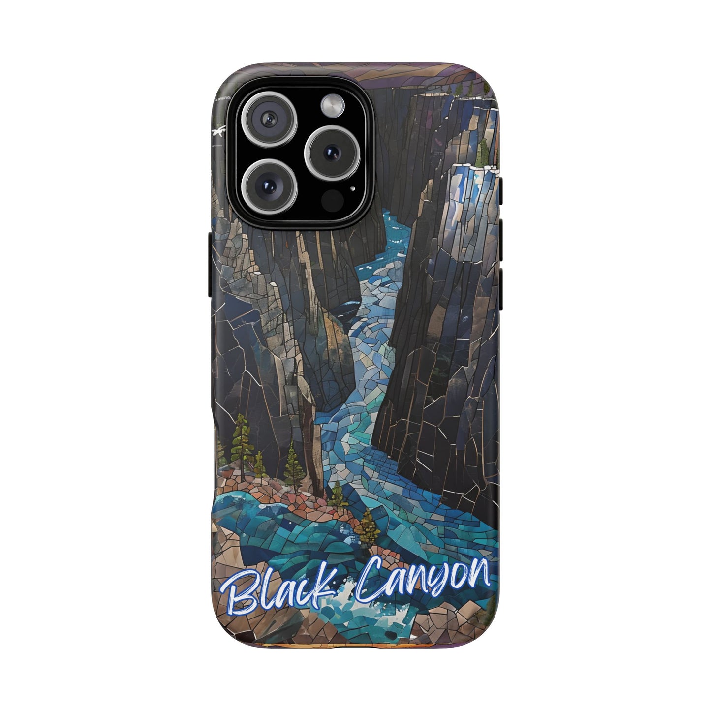 Black Canyon Phone Case, Mosaic Phone Case, Mountain Nature Art, National Park Gift, Scenic Forest Phone Cover, Landscape Aesthetic Case